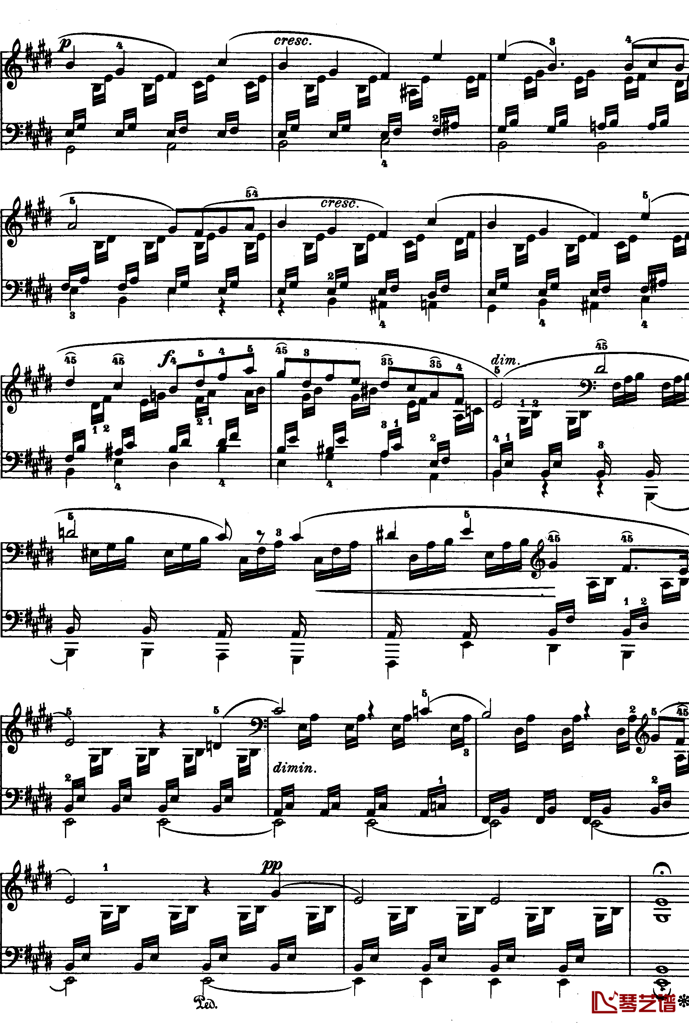 E大调无词歌钢琴谱-Op. 19, No. 1-门德尔松3