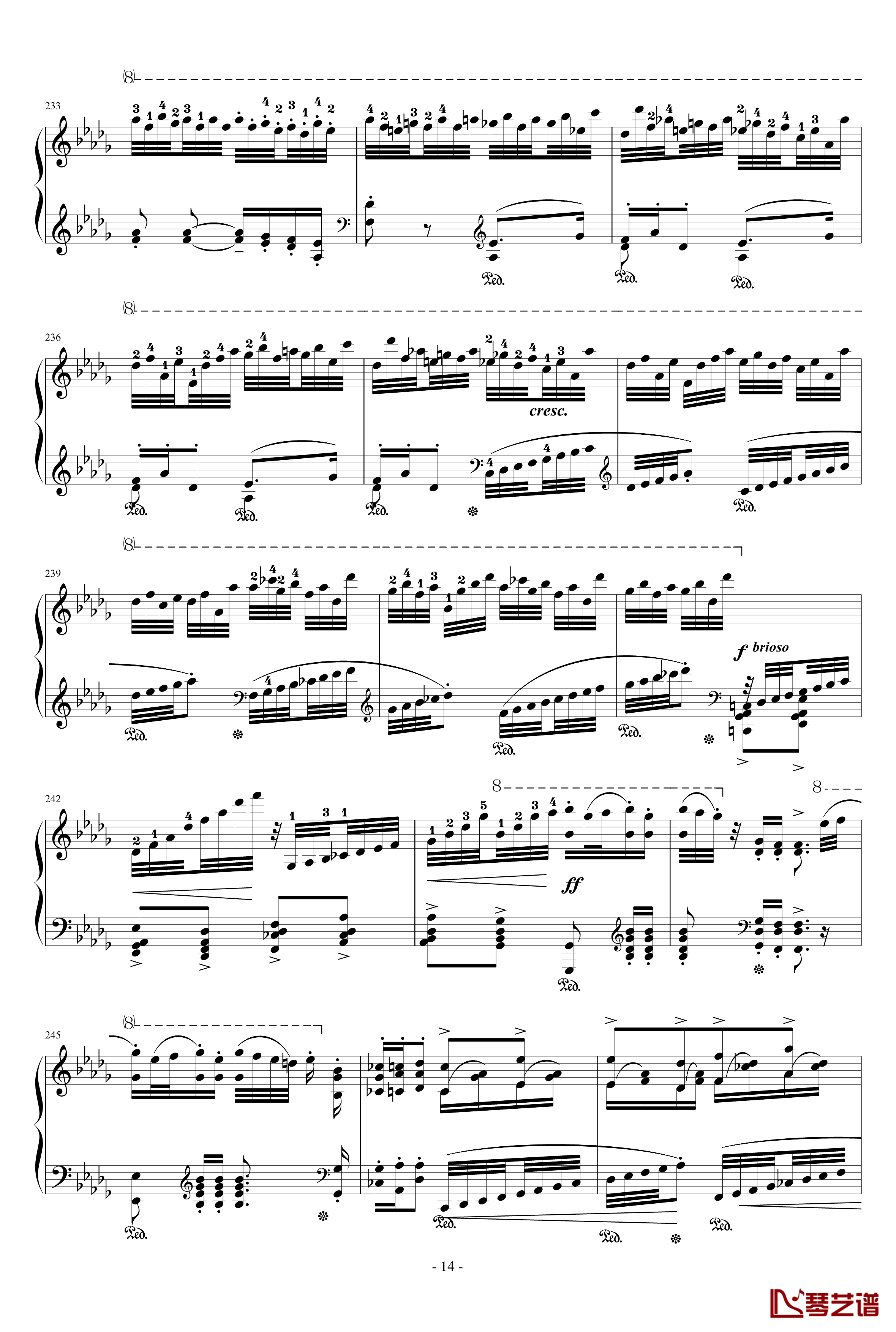 匈牙利狂想曲12号钢琴谱-著名的匈狂-李斯特14