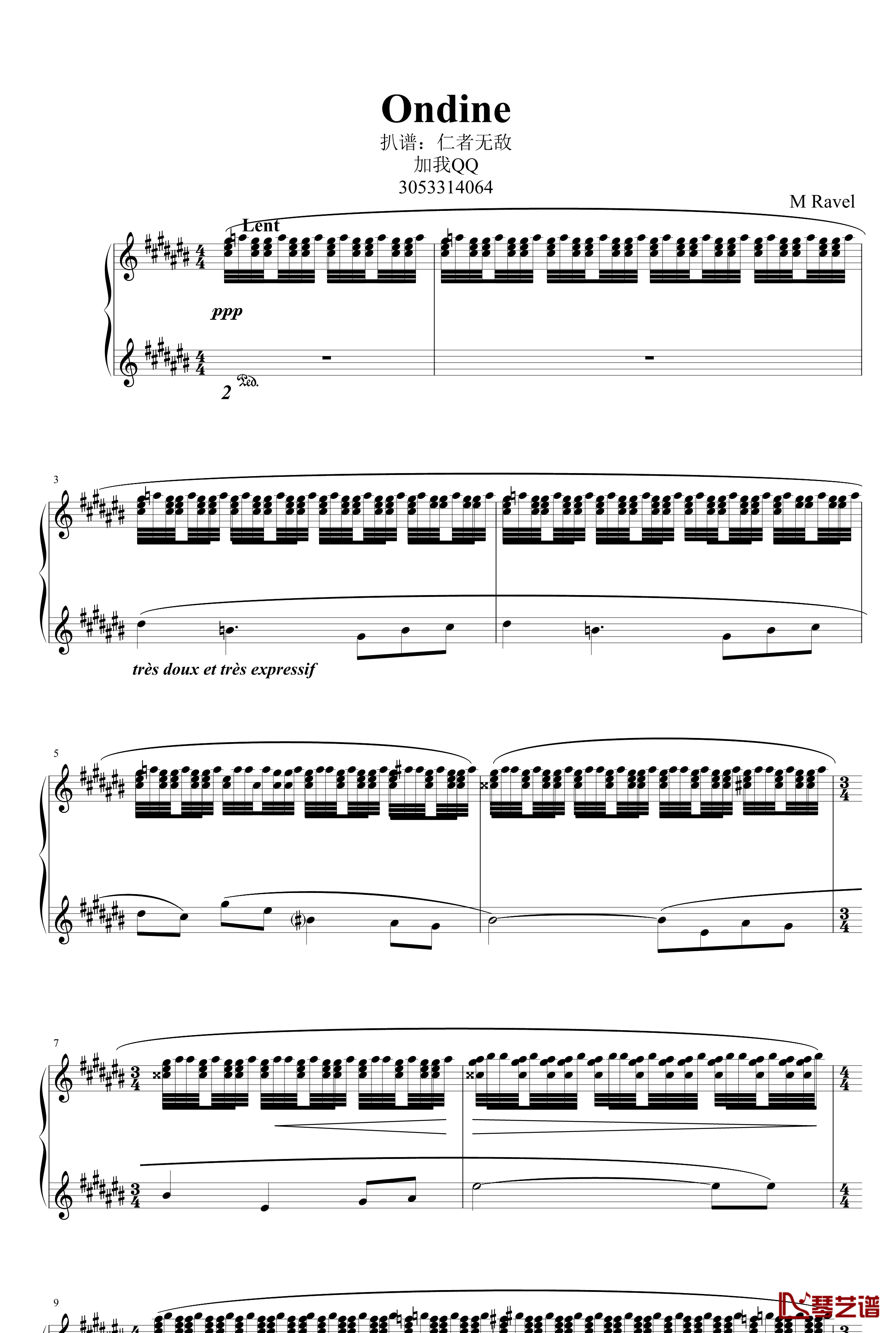 水妖钢琴谱-改良版-拉威尔-Ravel1