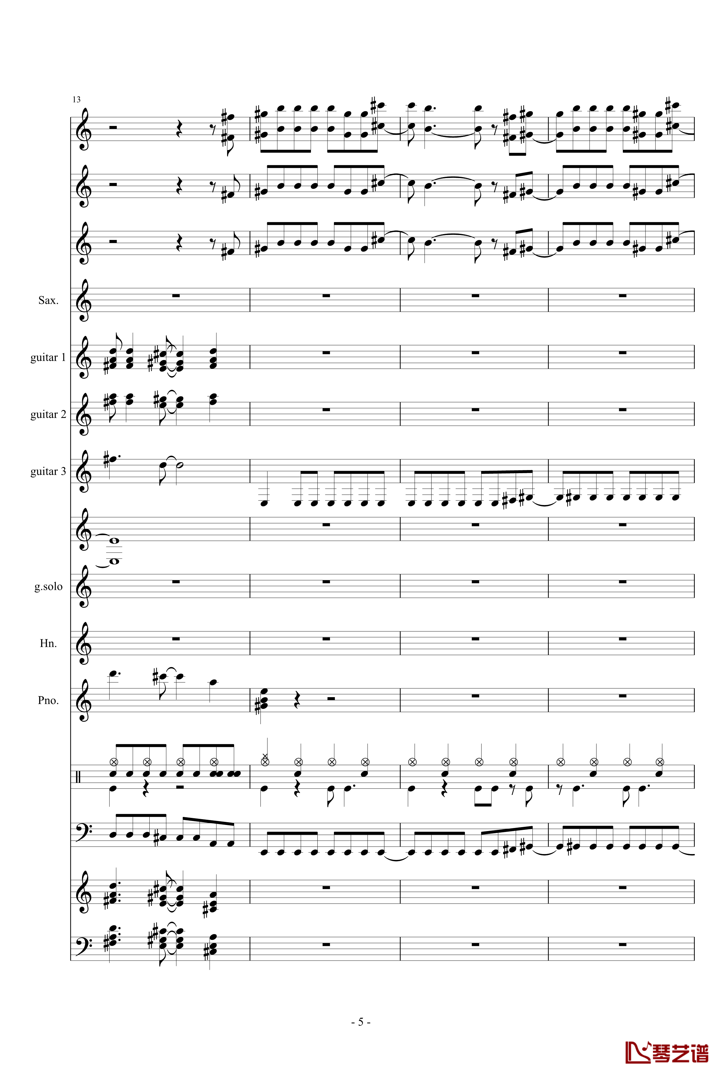 数码宝贝主题钢琴谱曲-总谱5
