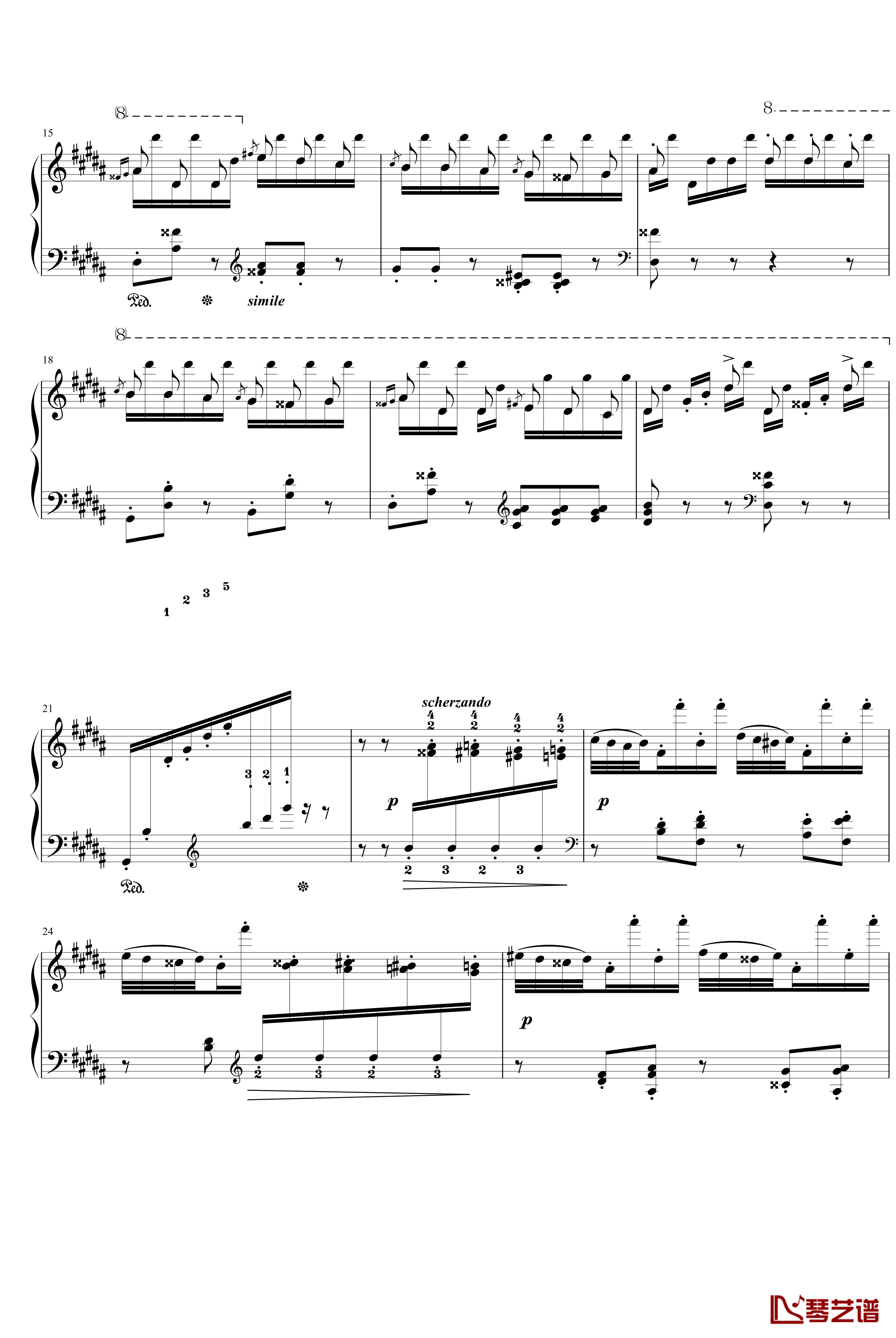 钟钢琴谱-李斯特练习曲2