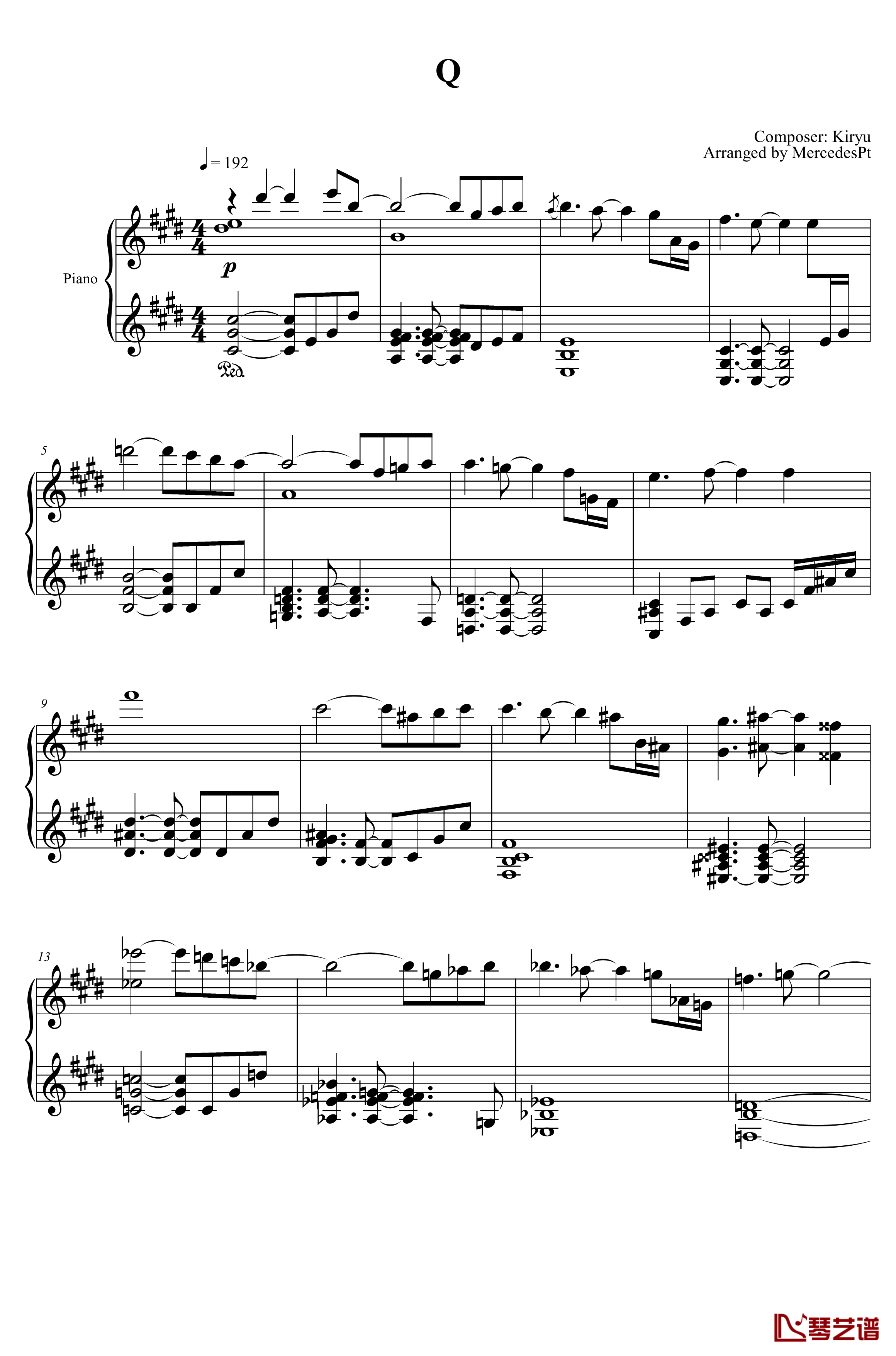 Q - Kiryu 钢琴谱-硫酸ポリオミノ-Kiryu1