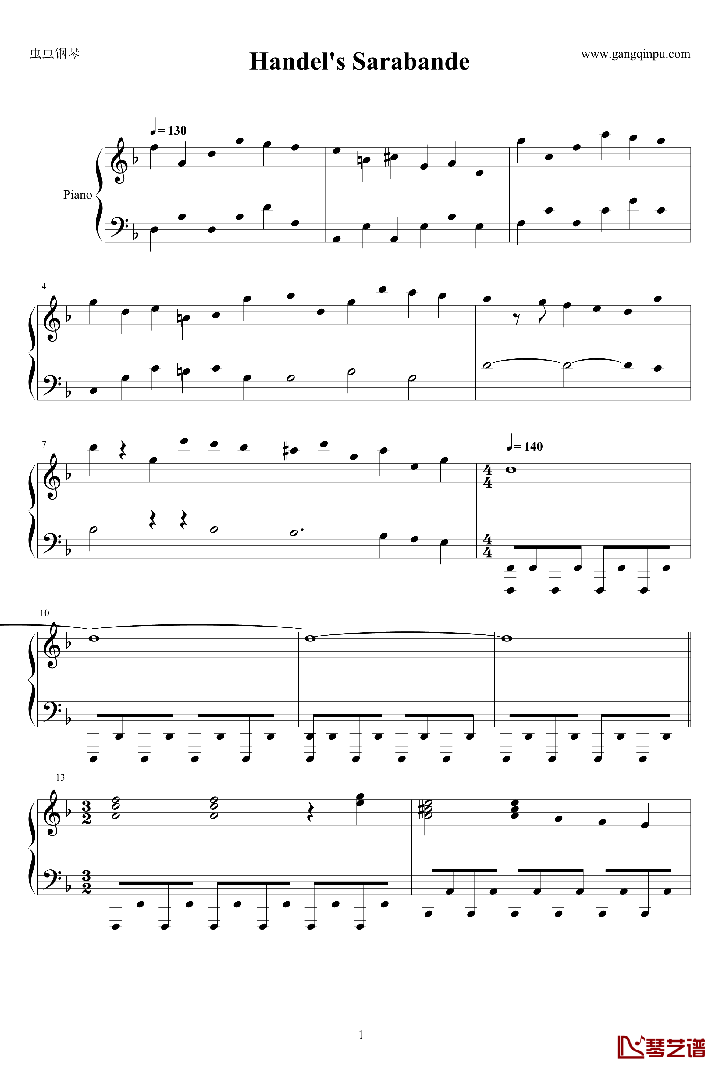 韩德尔-萨拉邦德变奏曲钢琴谱-马克西姆--Maksim·Mrvica1