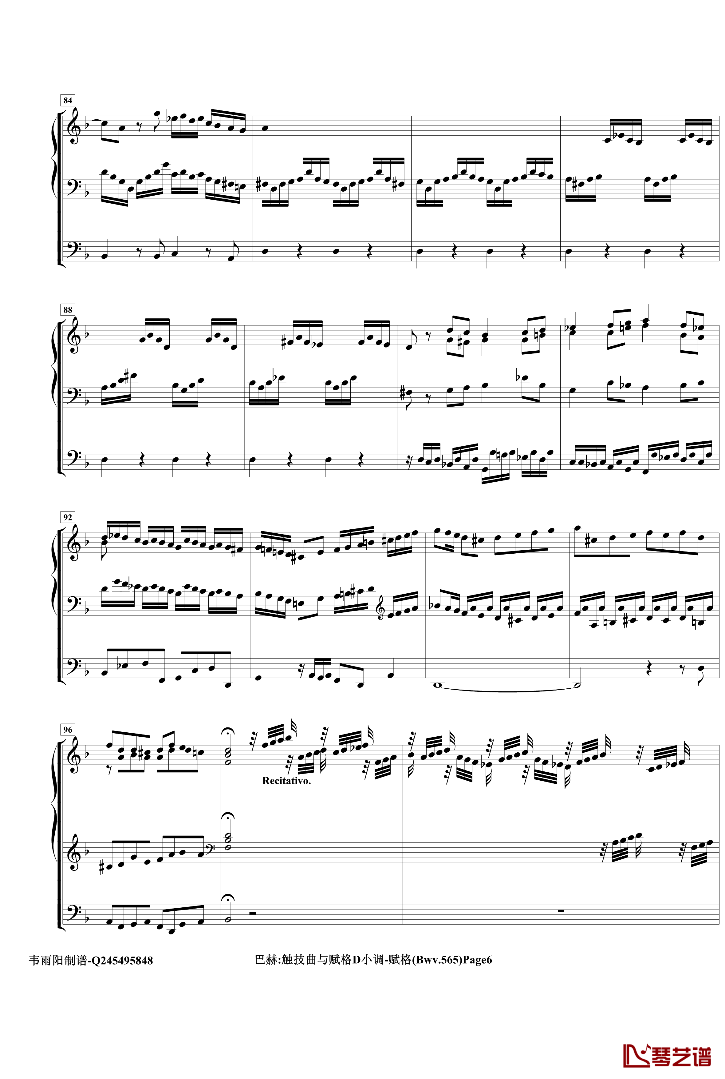 托卡塔与赋格钢琴谱-管风琴-巴哈-Bach, Johann Sebastian6