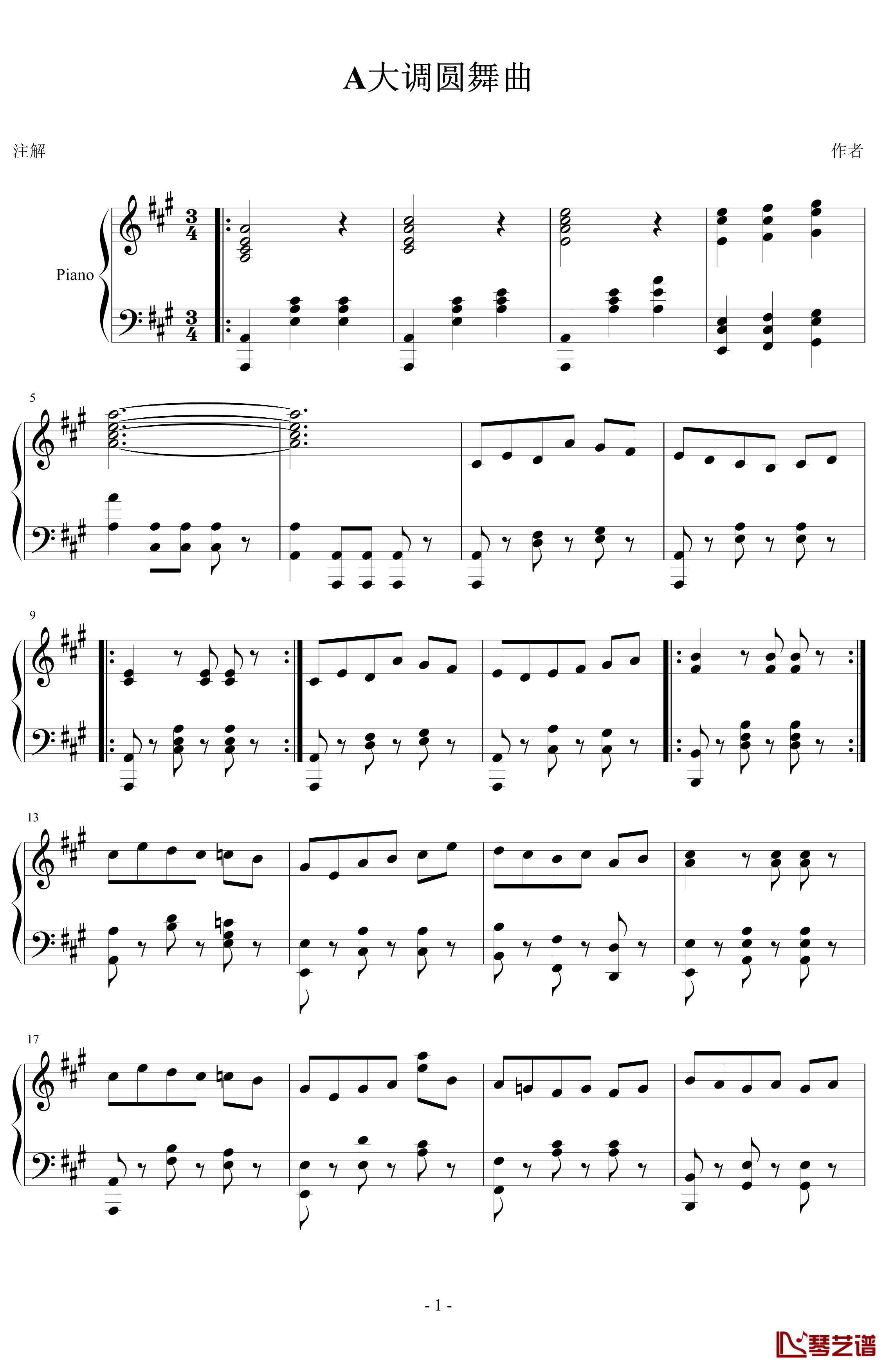 A大调圆舞曲钢琴谱-PARROT1861