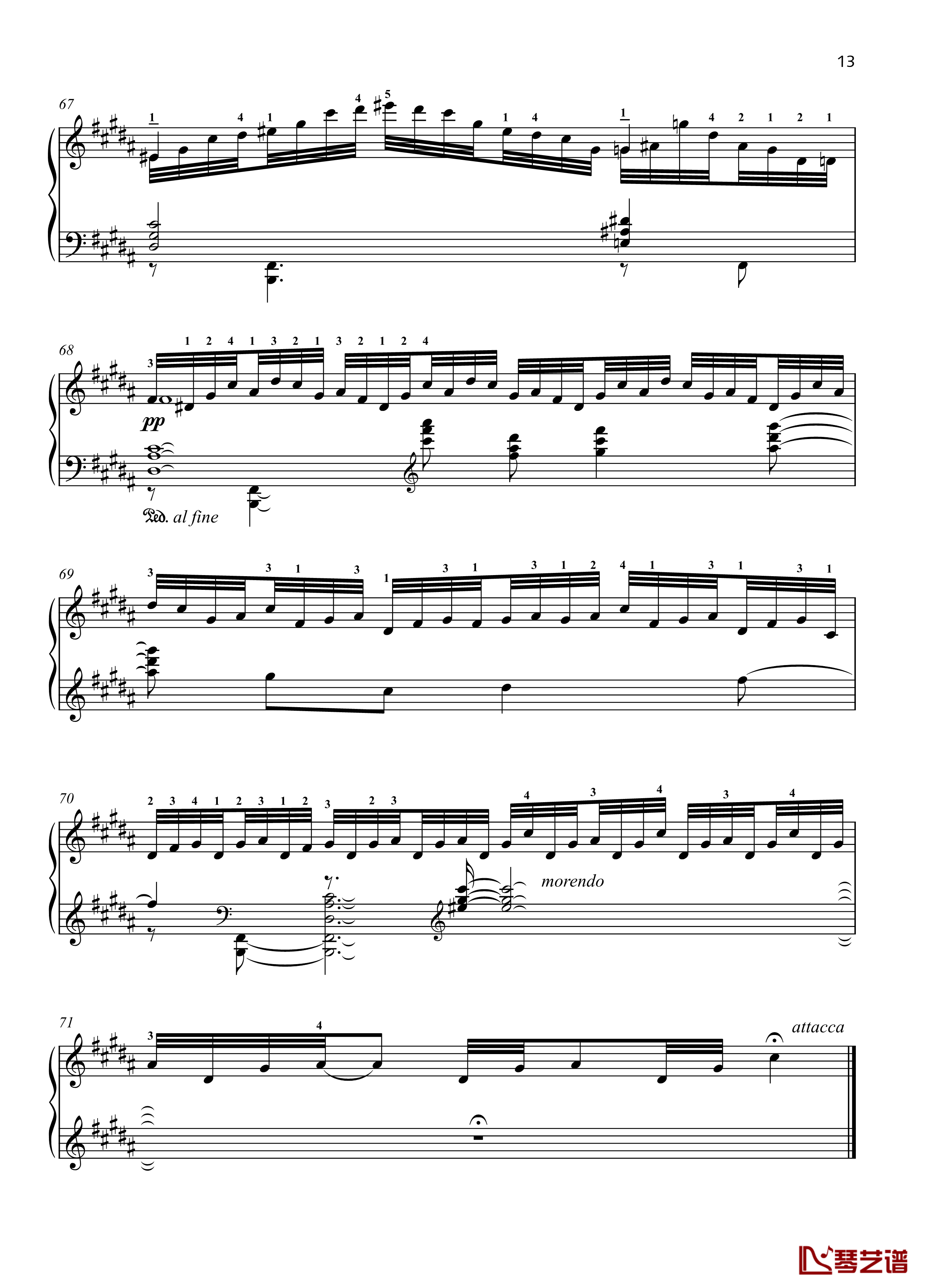 No. 4. Reminiscence钢琴谱-带指法-八首音乐会练习曲  Eight Concert ?tudes Op 40 - -爵士-尼古拉·凯帕斯汀13