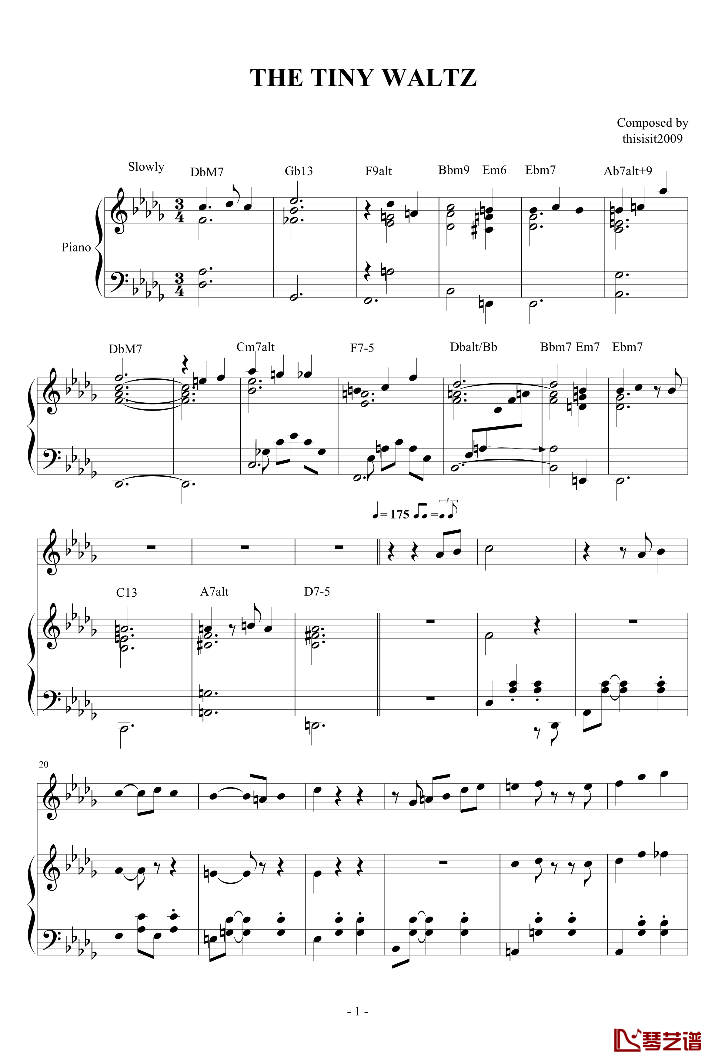 小华尔兹钢琴谱-演奏版-thisisit20091