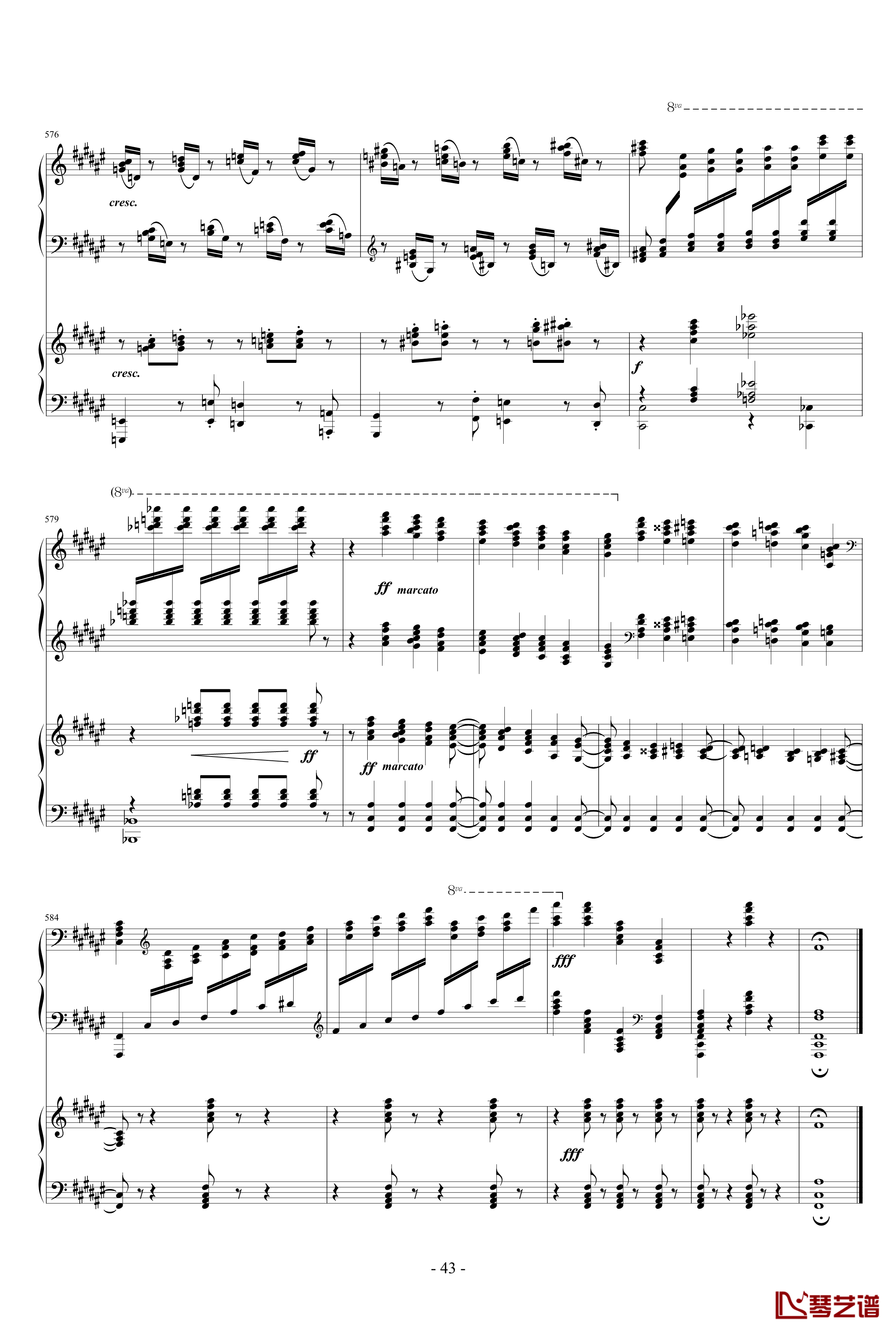 拉赫玛尼诺夫第一钢琴协奏曲 Op.1钢琴谱-拉赫马尼若夫43