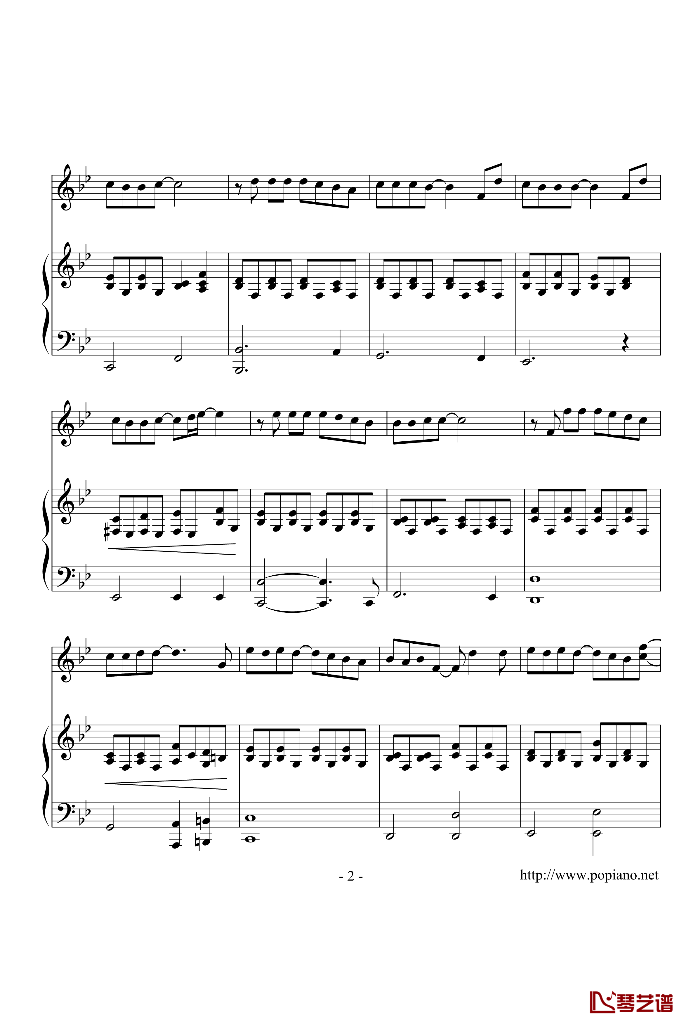安静钢琴谱-简单版-周杰伦2