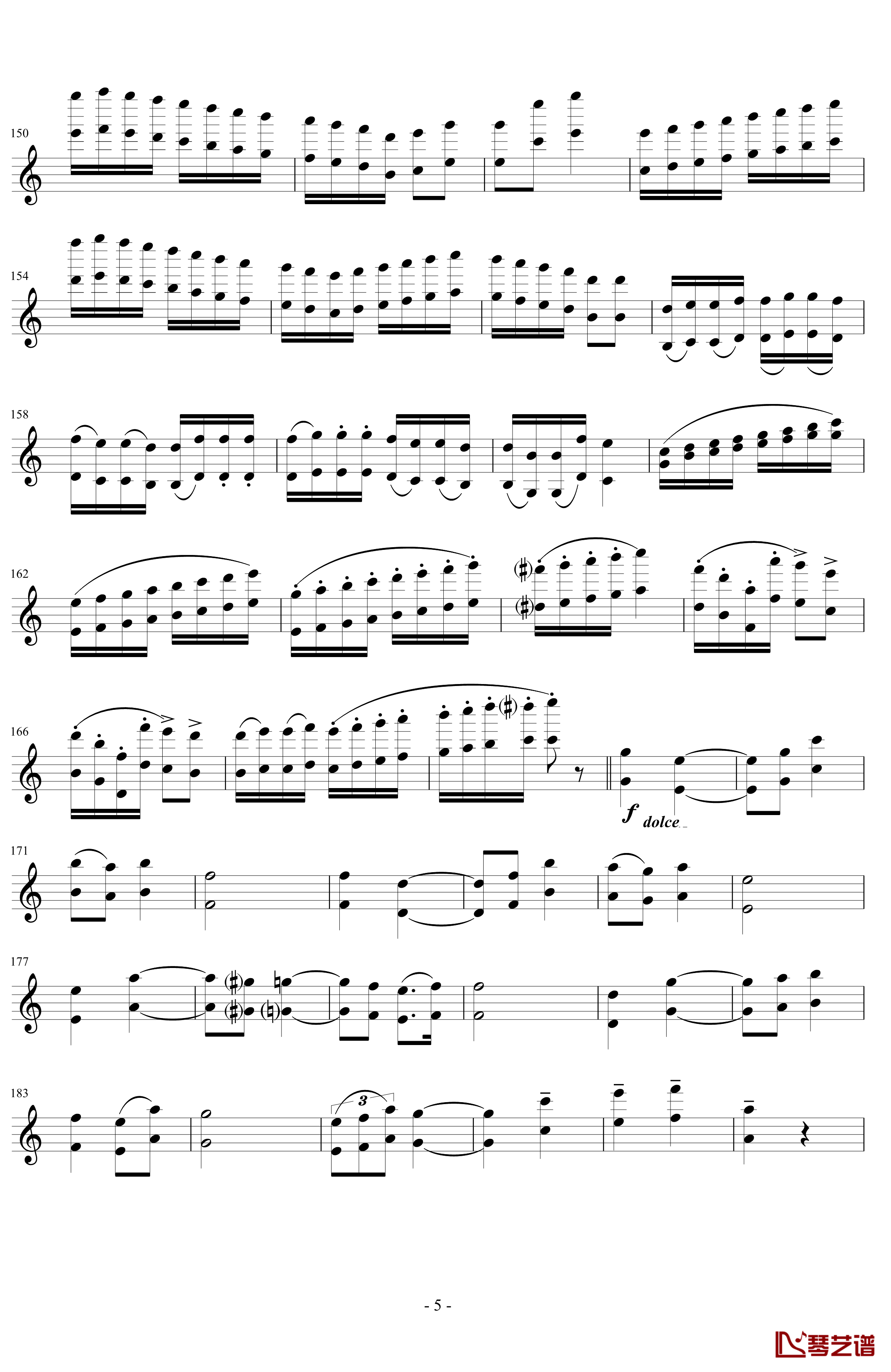 莫扎特主题炫技变奏曲钢琴谱-小提琴版-莫扎特5
