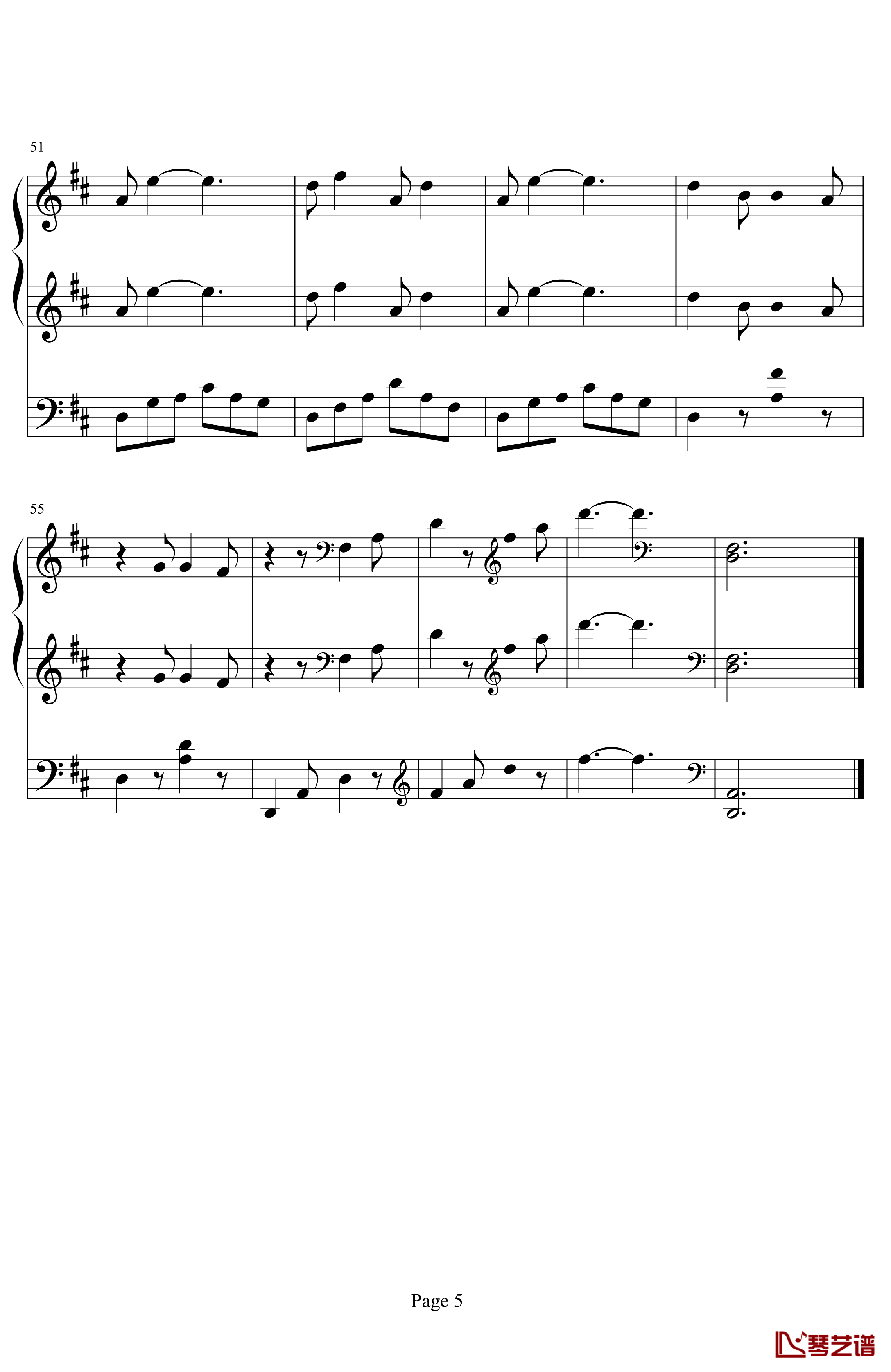 船歌钢琴谱-奥芬巴赫5