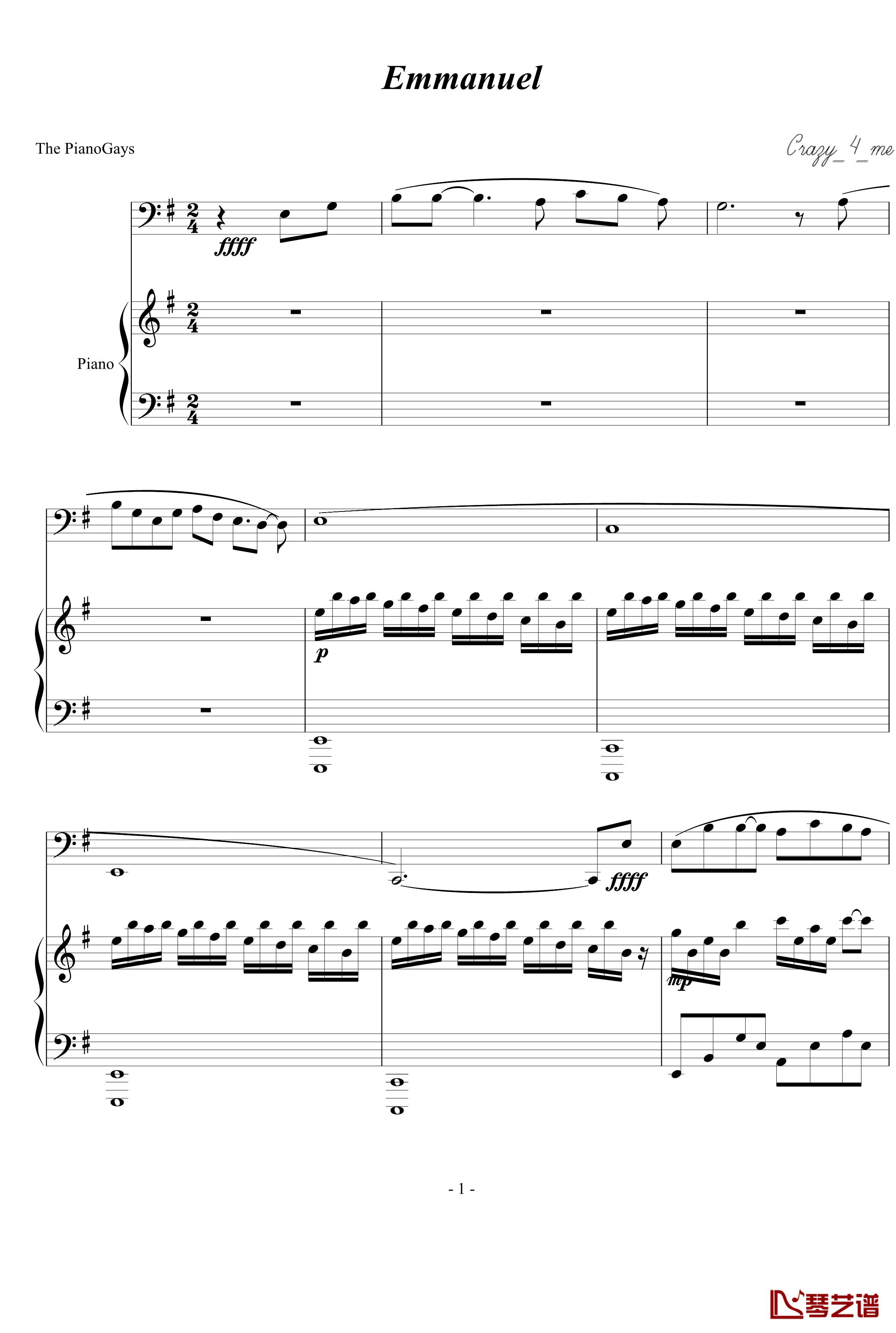 Emmanuel钢琴谱-O Come-Jon Schmidt1