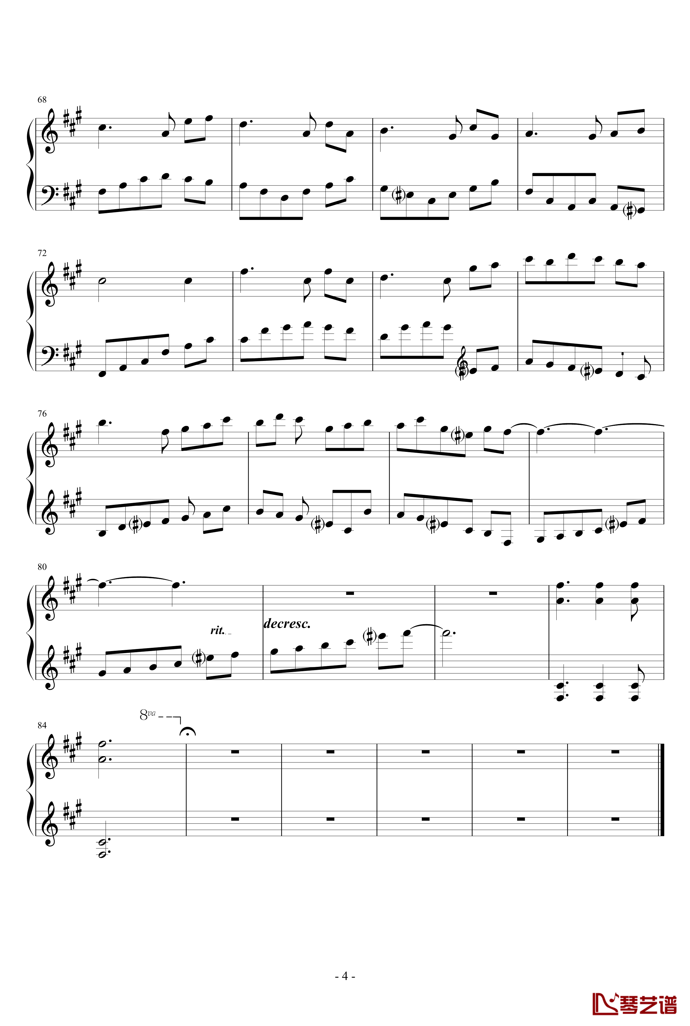 Rondo in A Major钢琴谱-羽键之泪4