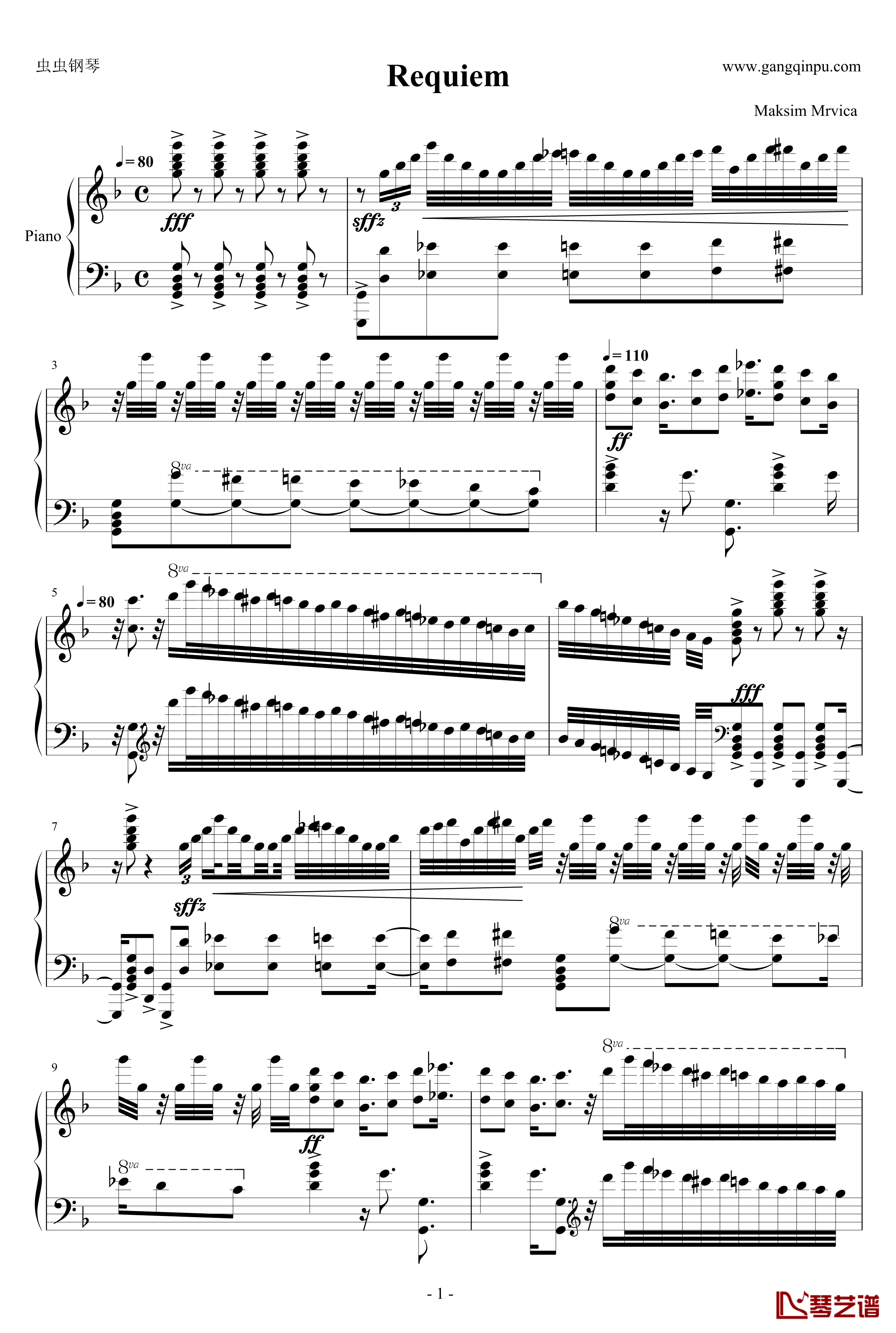 Requiem钢琴谱-安魂曲-马克西姆maksim-Maksim·Mrvica1