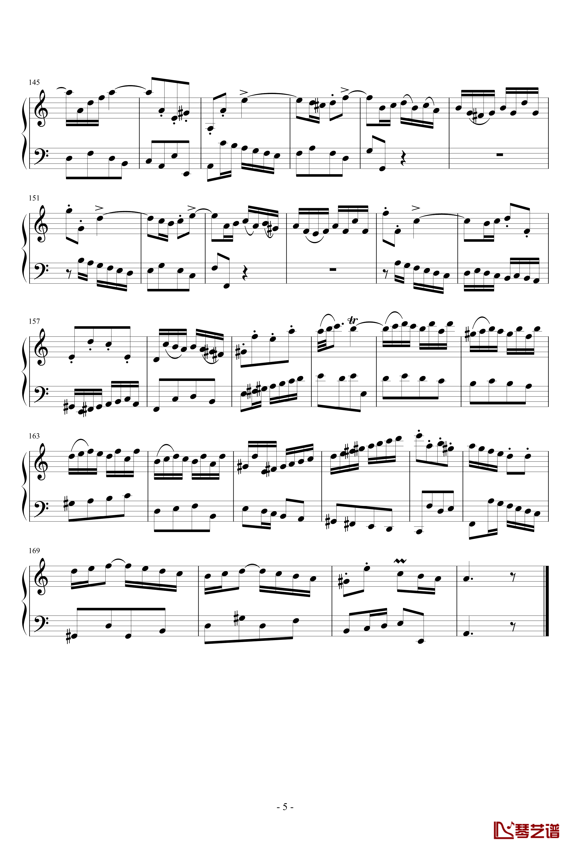a小调小提琴协奏曲钢琴谱-第一乐章-巴哈-Bach, Johann Sebastian5