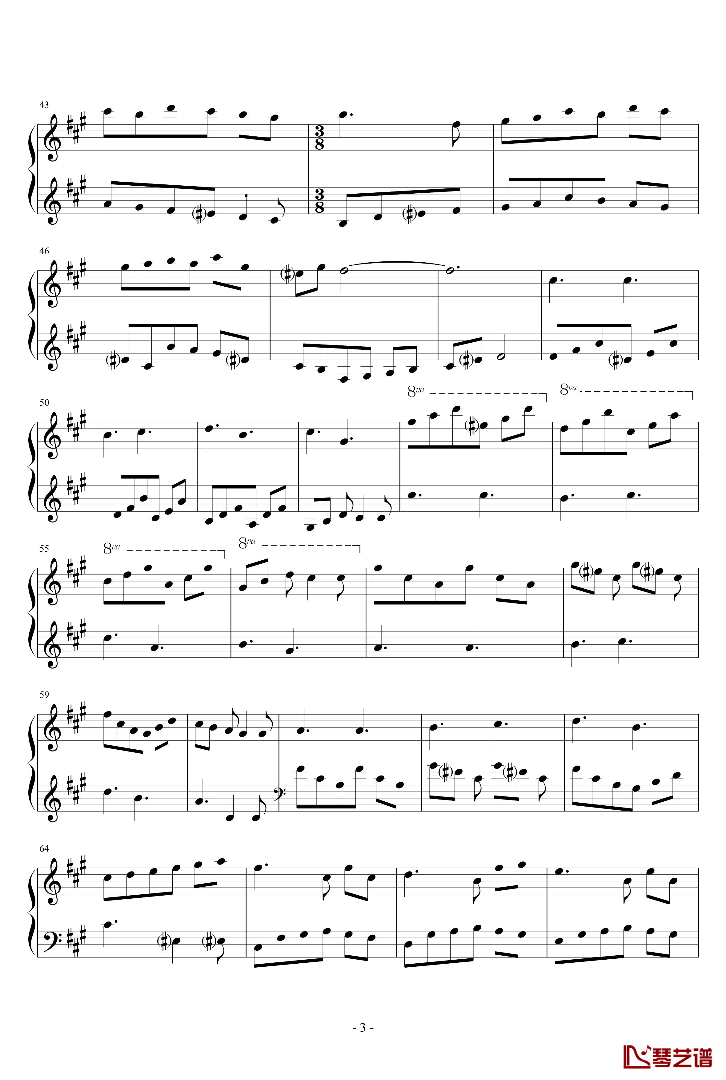 Rondo in A Major钢琴谱-羽键之泪3