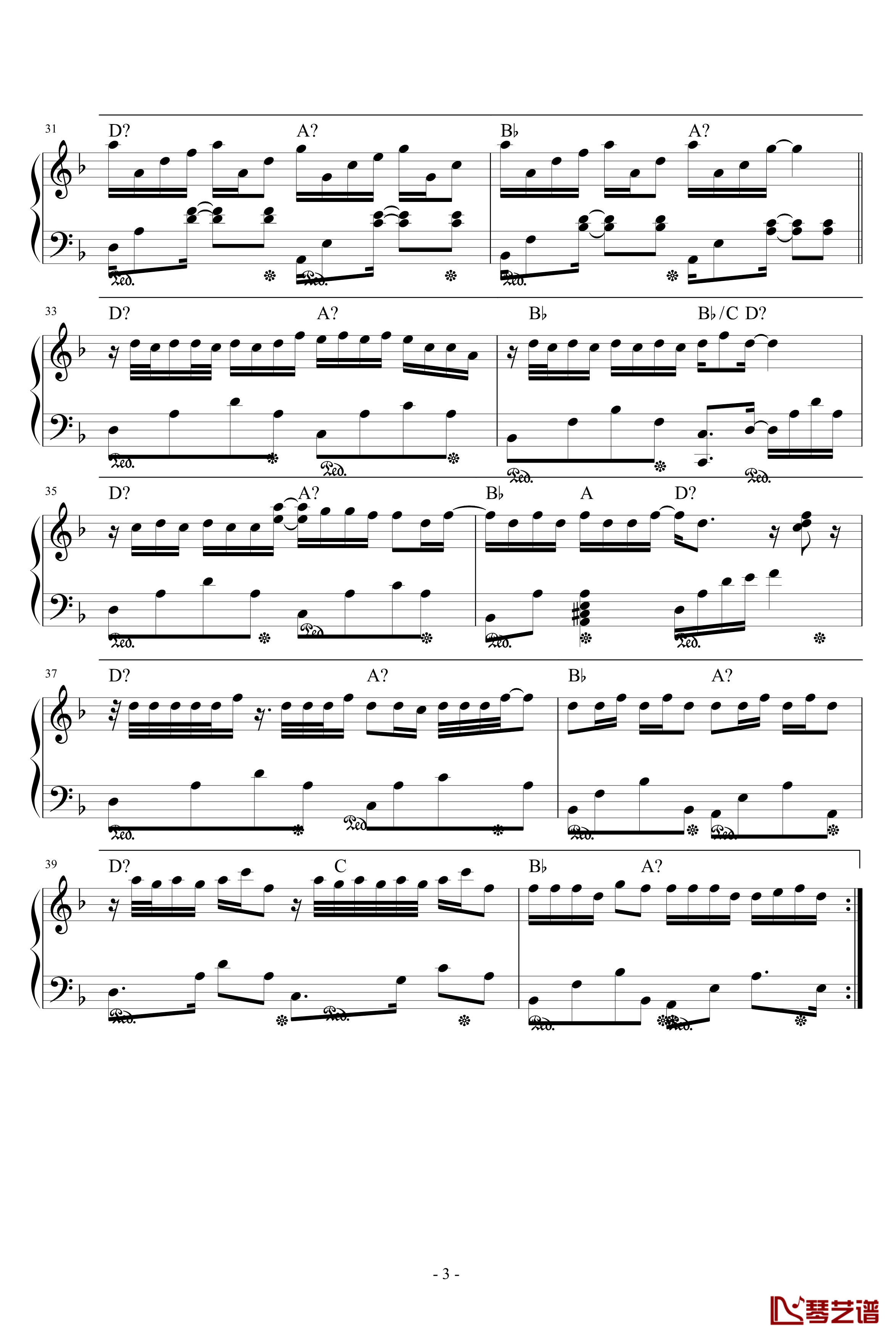 画沙钢琴谱-完整版-周杰伦3