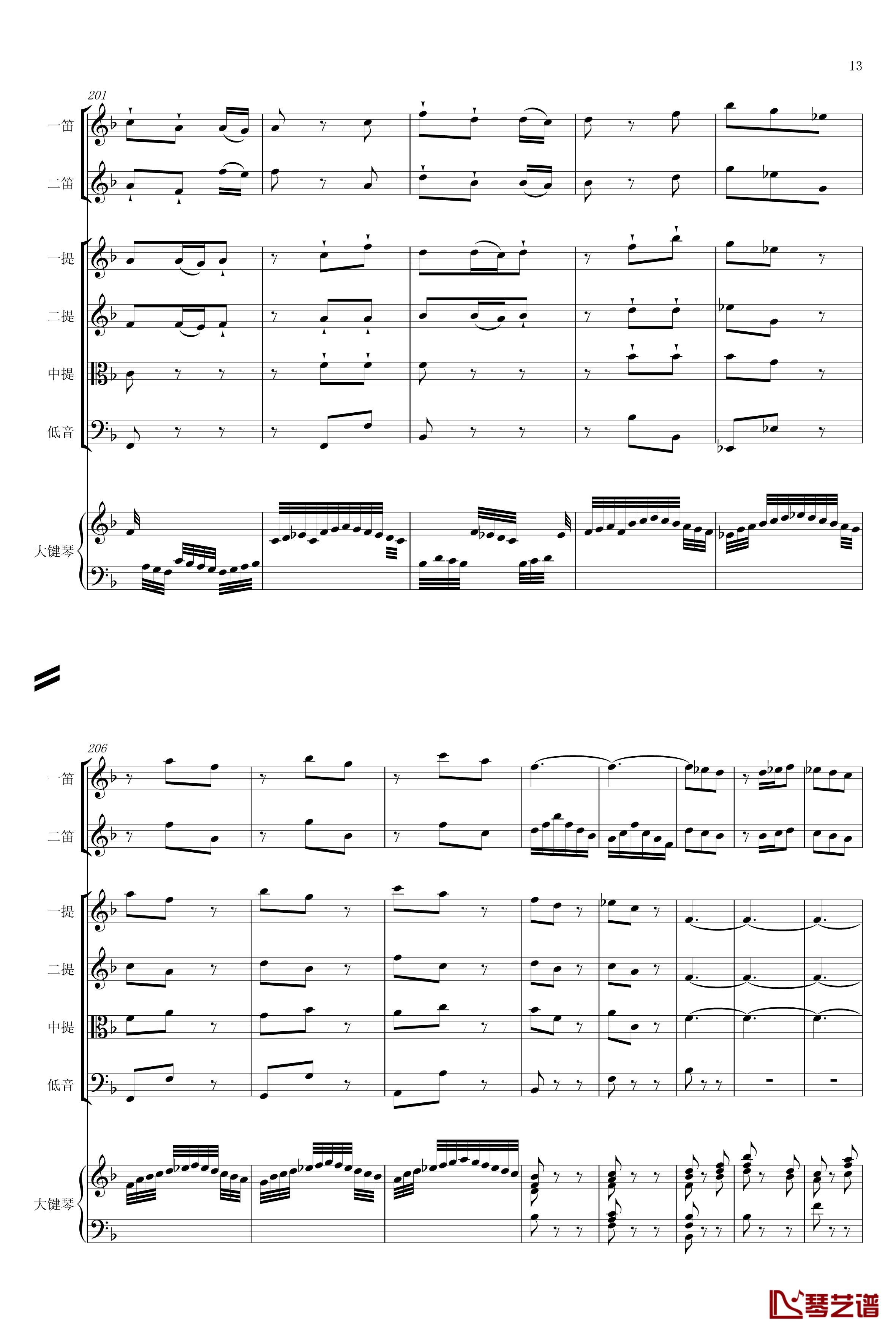 F大调第六号钢琴协奏曲钢琴谱-第一乐章-巴哈-Bach, Johann Sebastian13