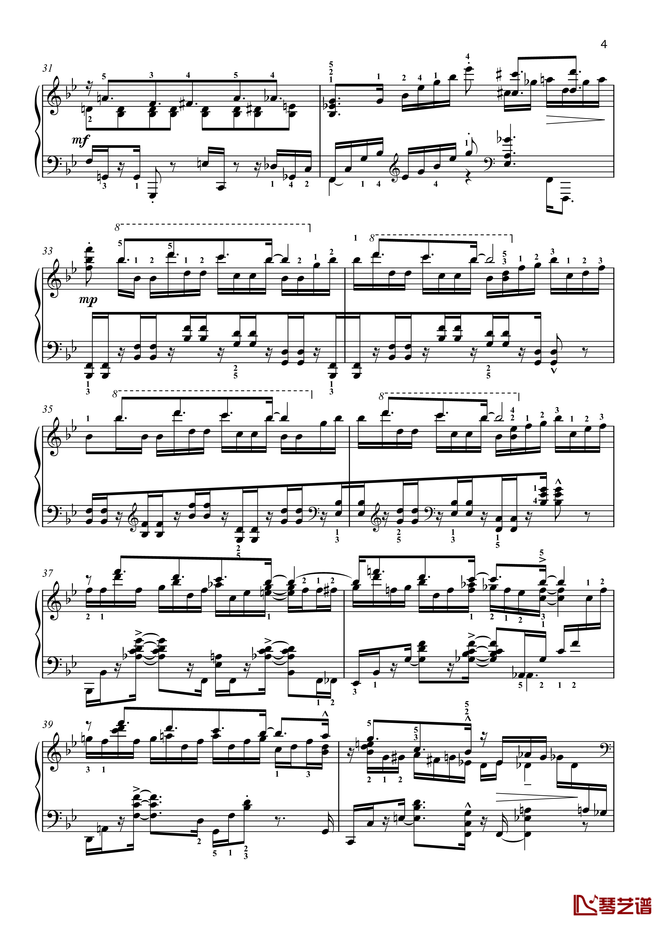 八首音乐会练习曲钢琴谱-Eight Concert ?tudes Op 40 - No. 6. Pastoral. Allegro moderato-爵士-尼古拉·凯帕斯汀4