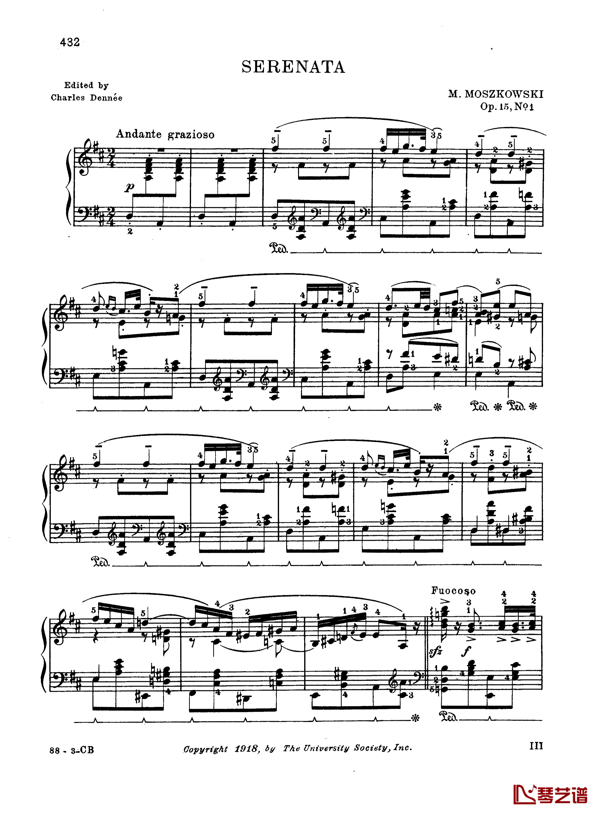 小夜曲 Op.15  No.1钢琴谱-莫什科夫斯基-Moszkowski1