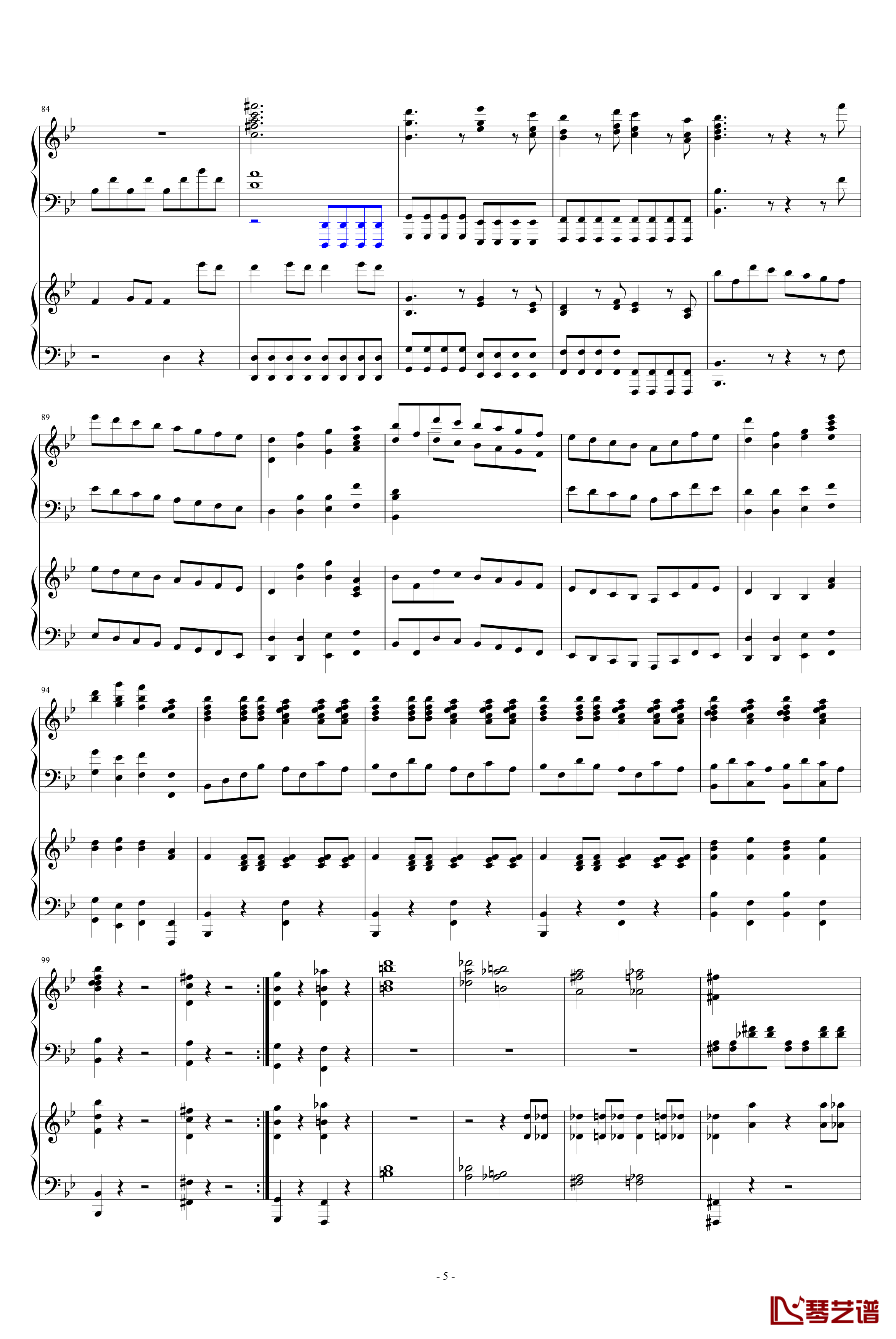 第四十号交响曲第一乐章钢琴谱-双钢琴-莫扎特5