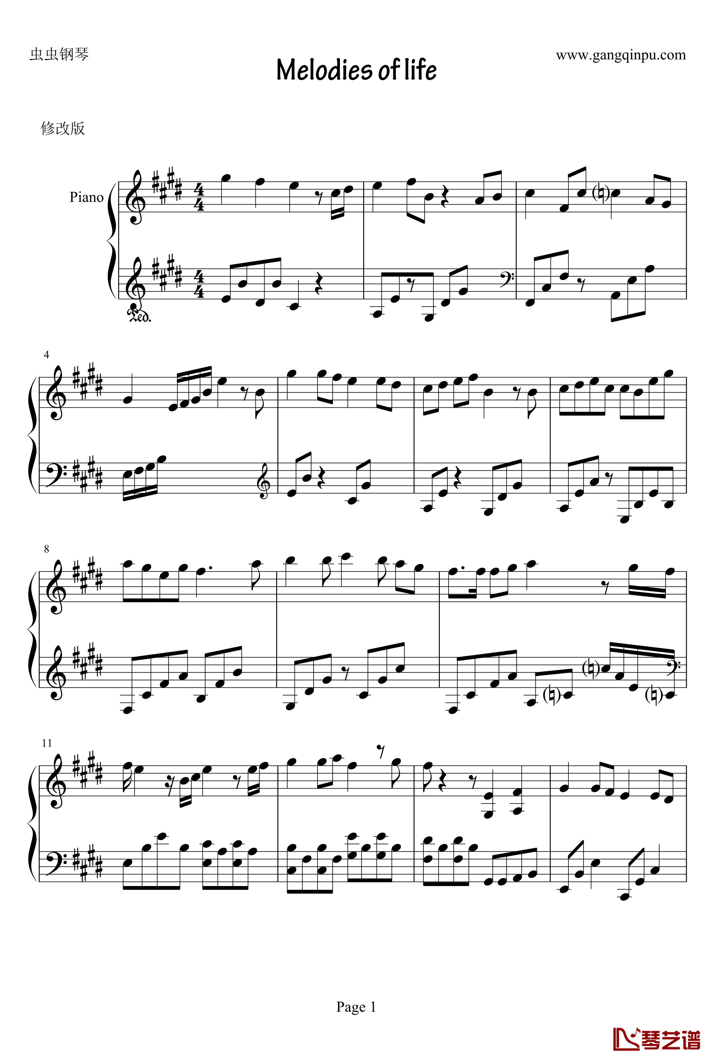 Melodies of life钢琴谱-完美修改版-最终幻想1
