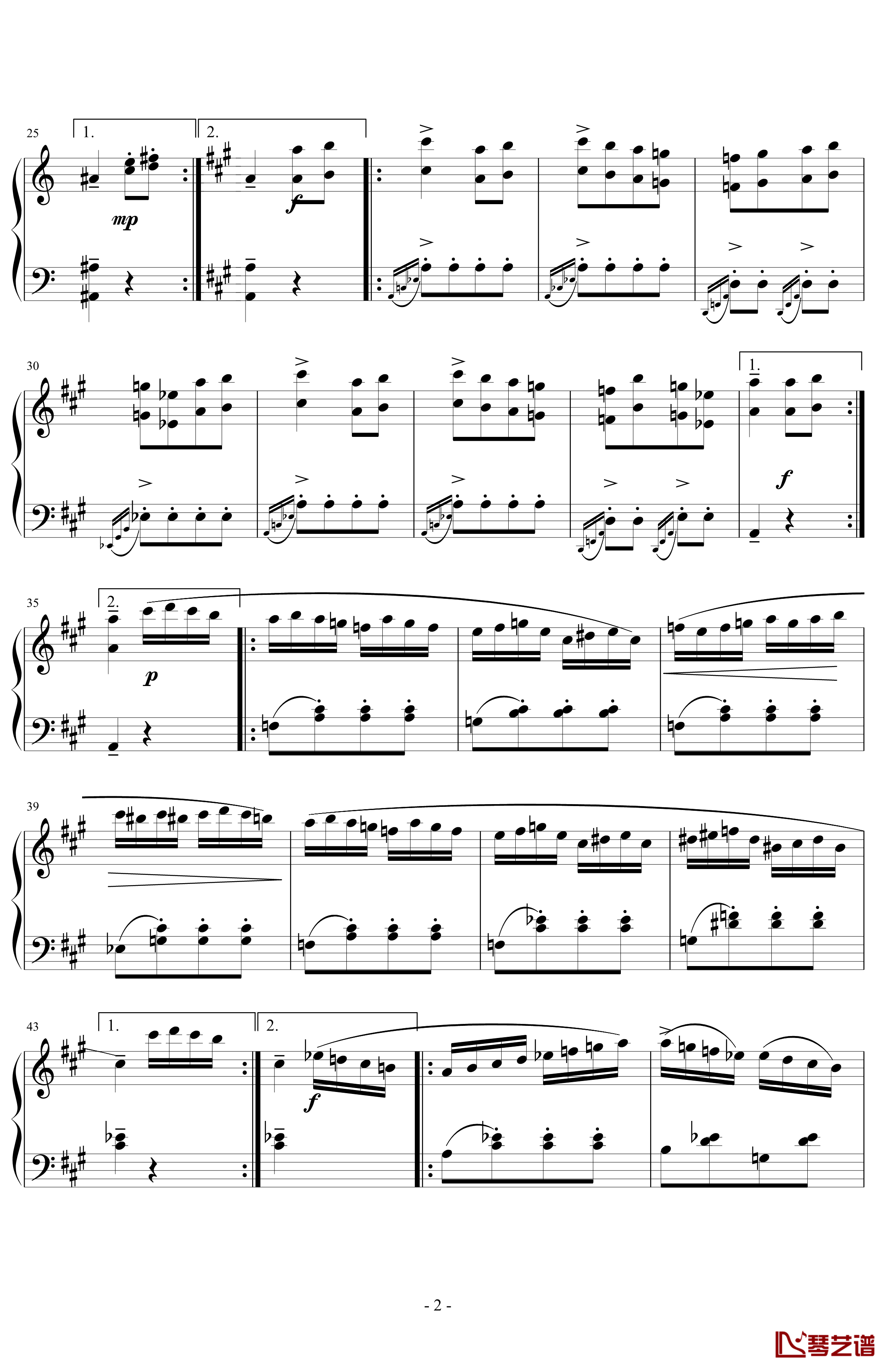 土耳其进行曲阿拉伯音阶版钢琴谱-莫扎特2