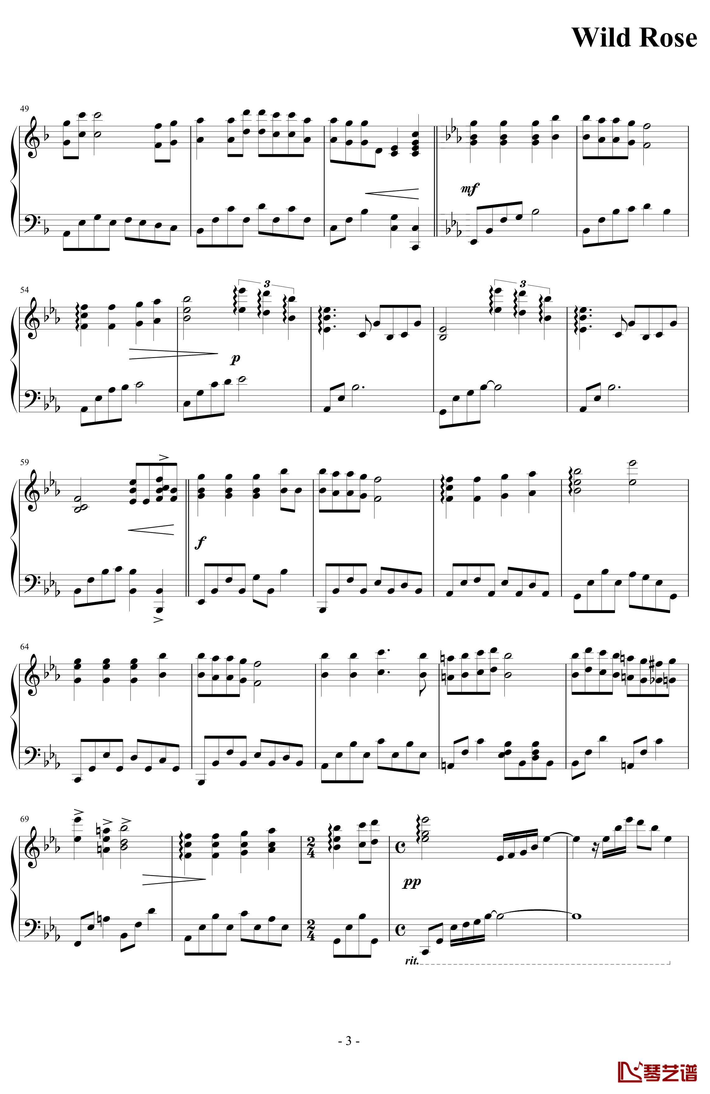 野玫瑰钢琴谱-原版钢琴演奏-海角七号3