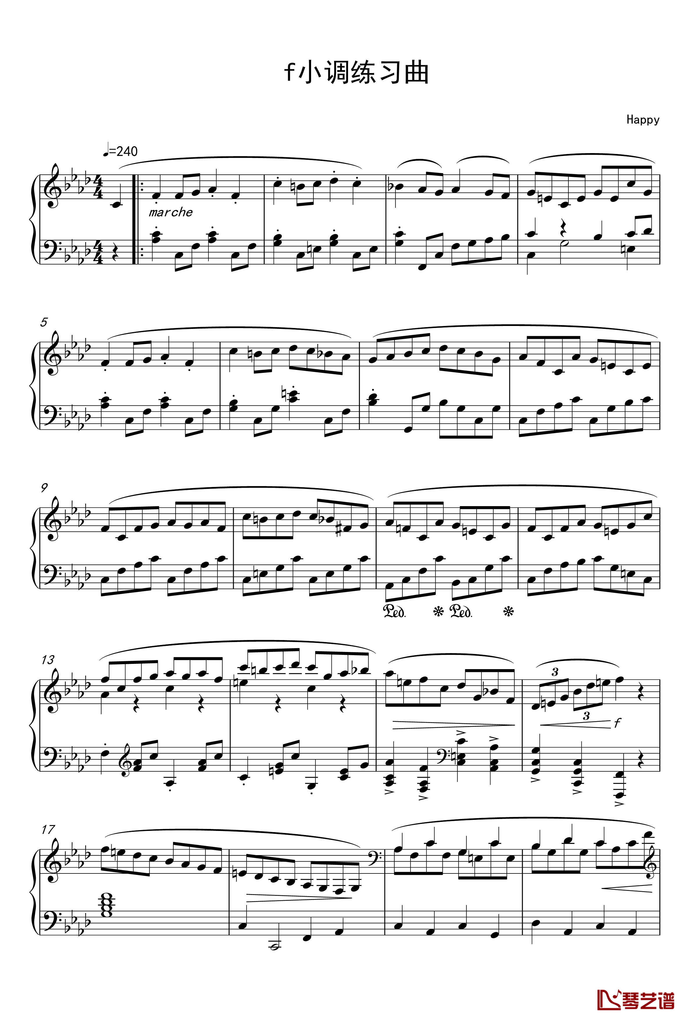 f小调练习曲钢琴谱-コナユキ1