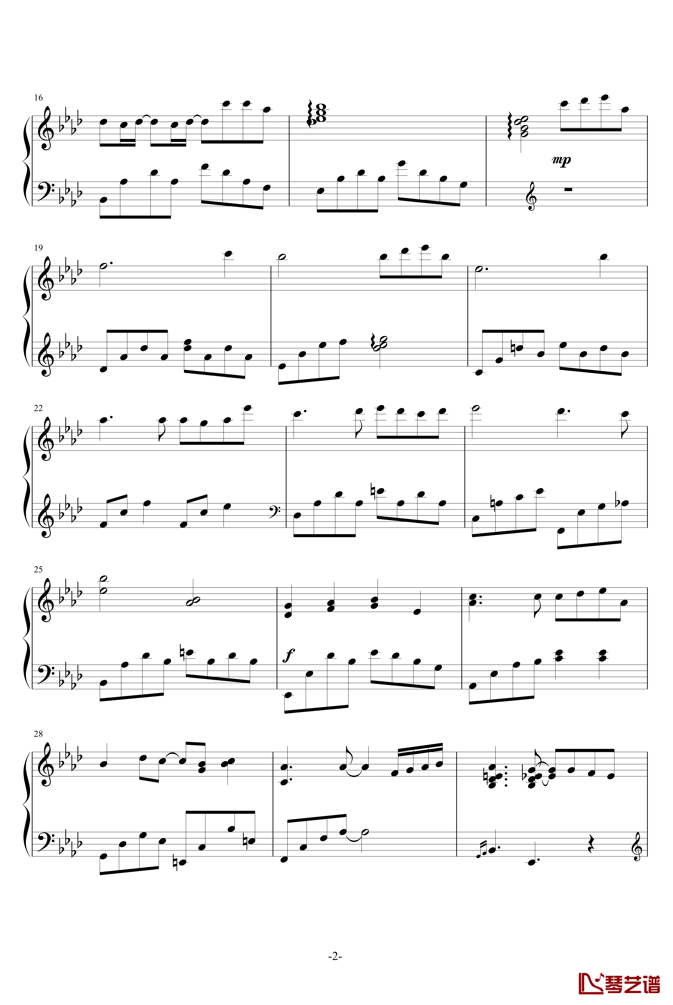 月之恋钢琴谱-天心琴2