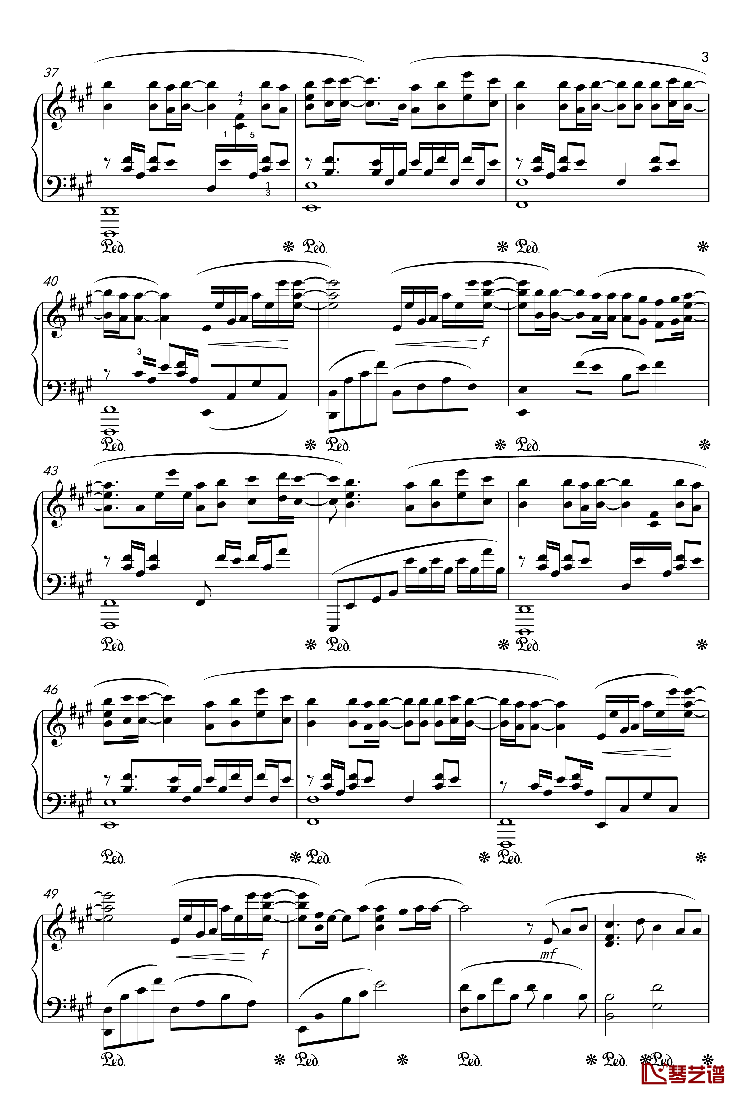 月夜に舞う恋の花-Piano Instrumental-钢琴谱-千の刃涛3