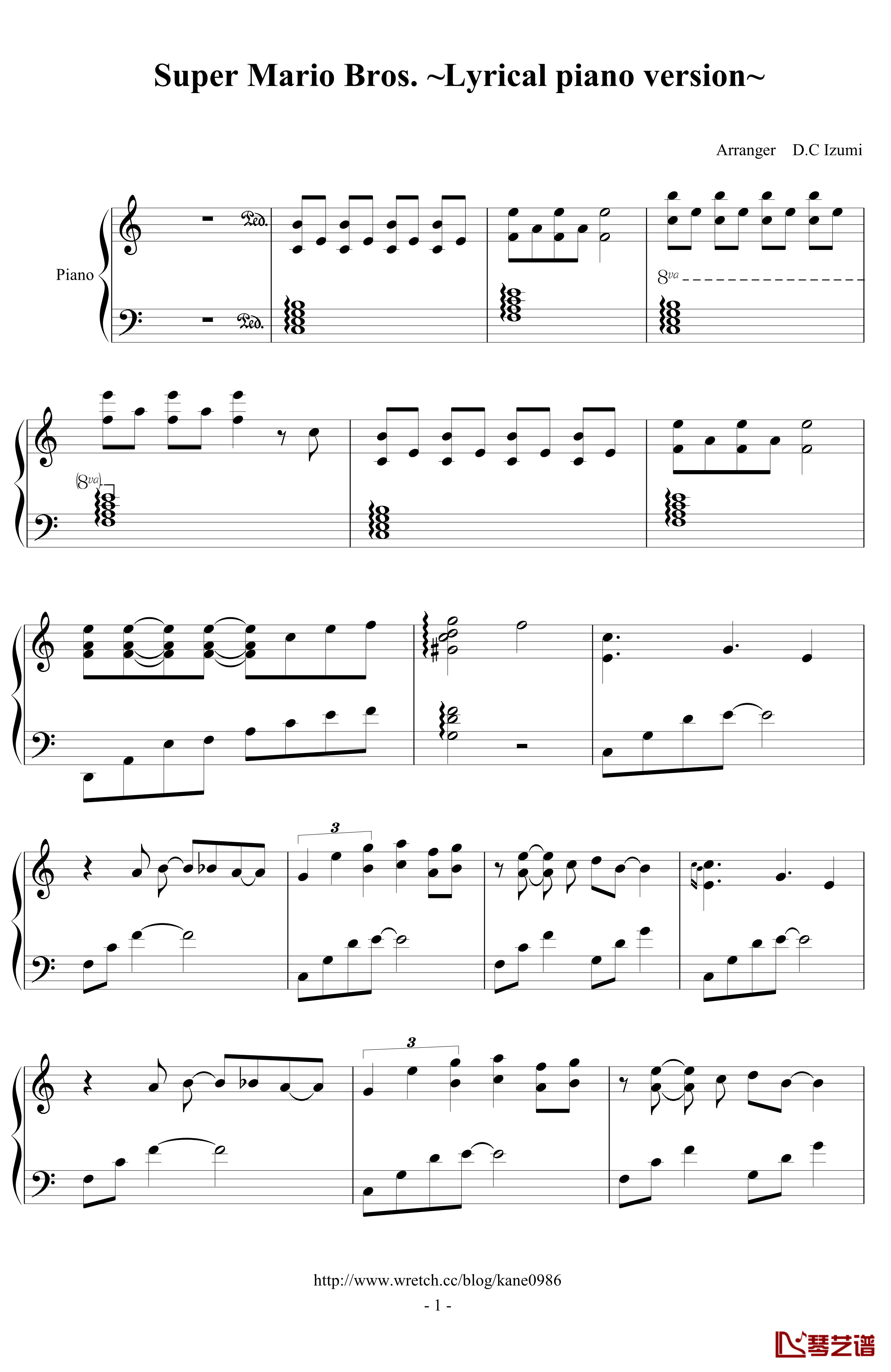超級瑪利歐钢琴谱-超級抒情版-超级玛莉1