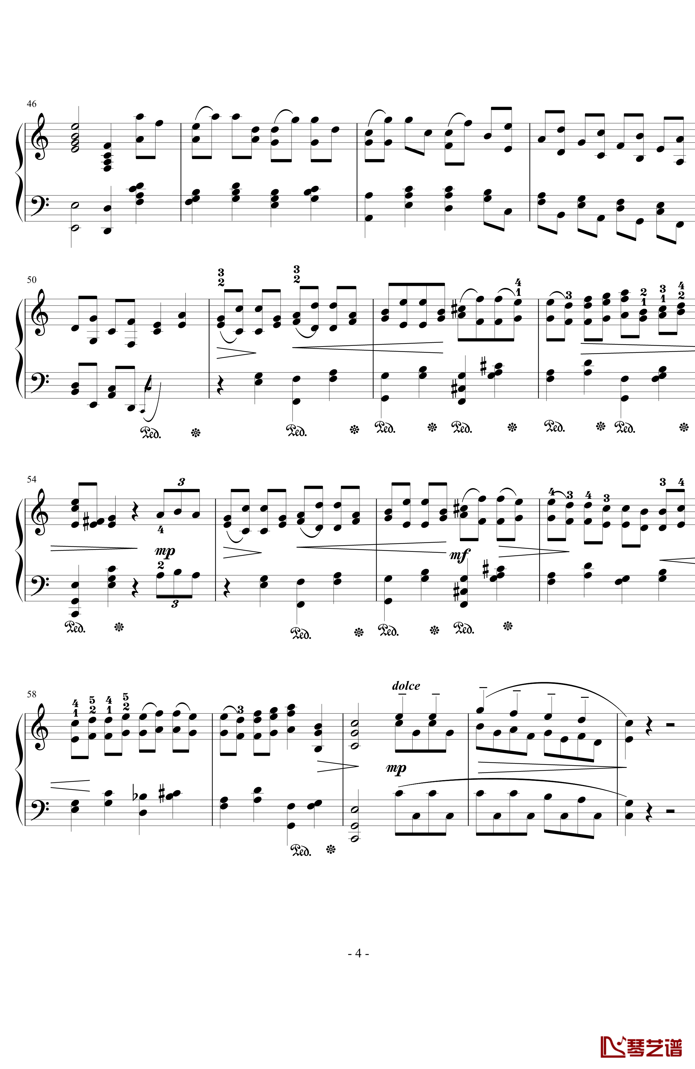 加沃特舞曲钢琴谱-Op.94  No.6-西贝柳斯4