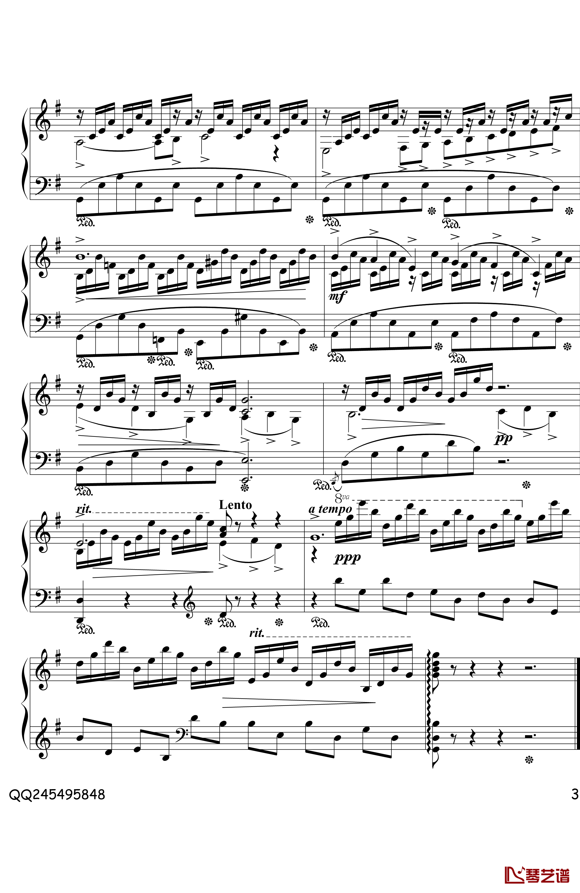 天鹅钢琴谱-钢琴版-圣桑3