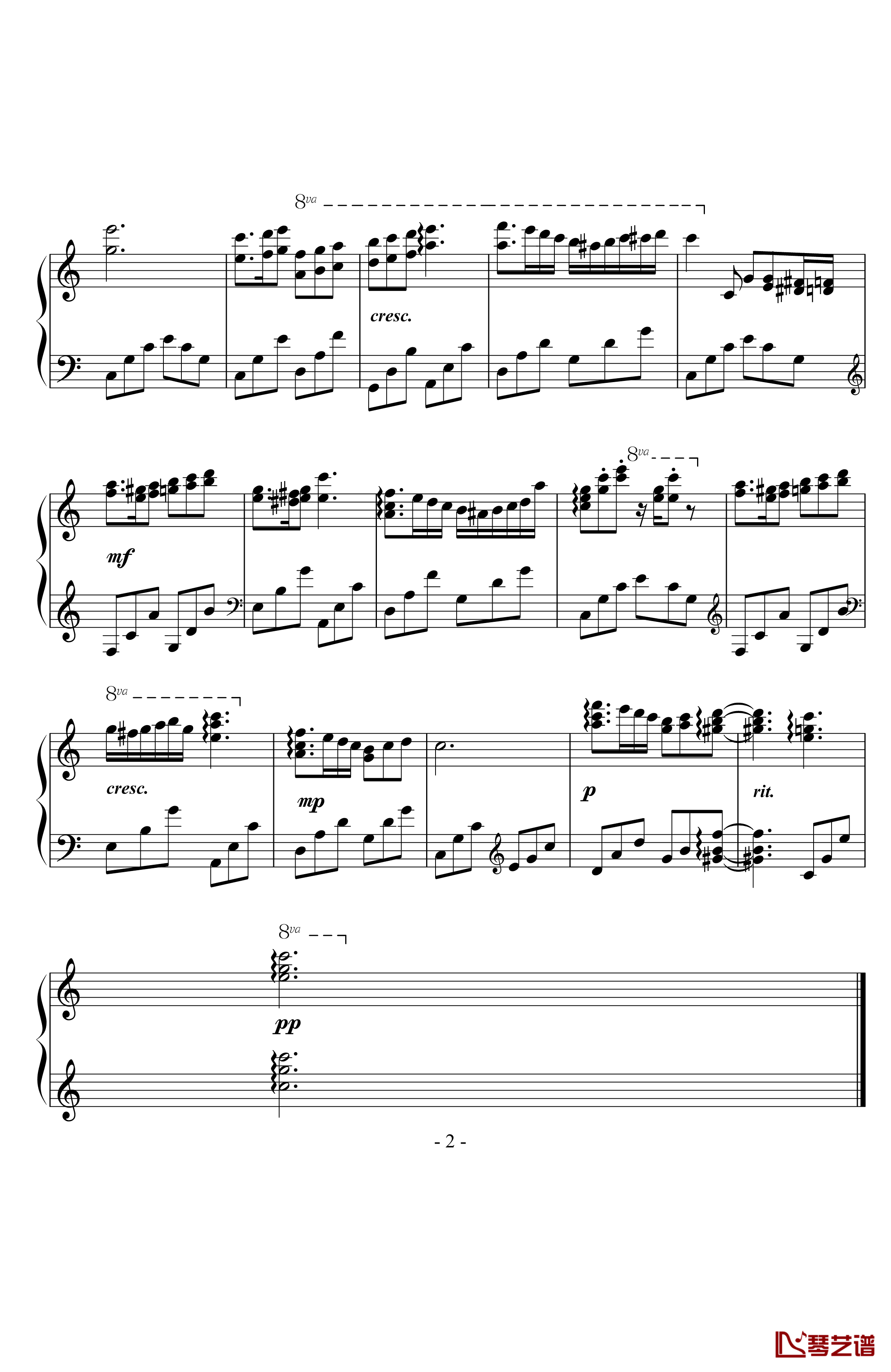 前奏曲钢琴谱-黑白键卧龙2