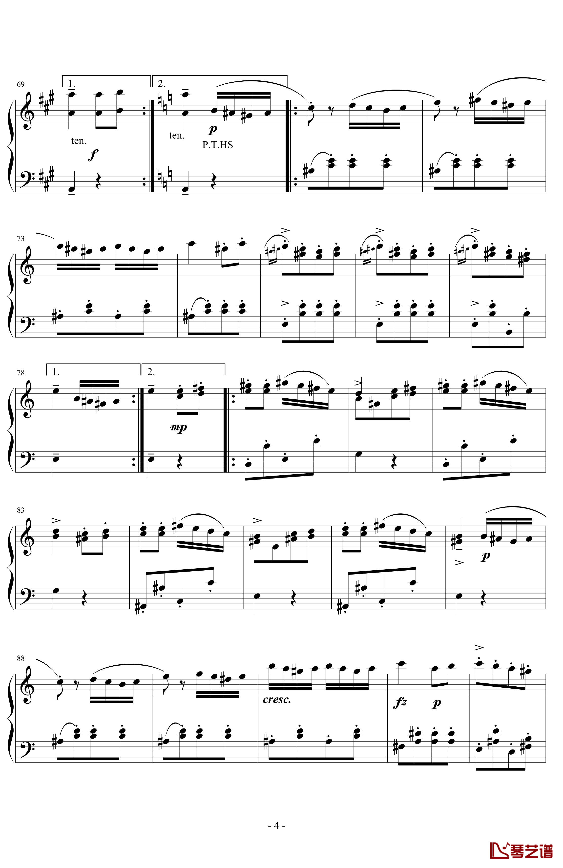 土耳其进行曲阿拉伯音阶版钢琴谱-莫扎特4
