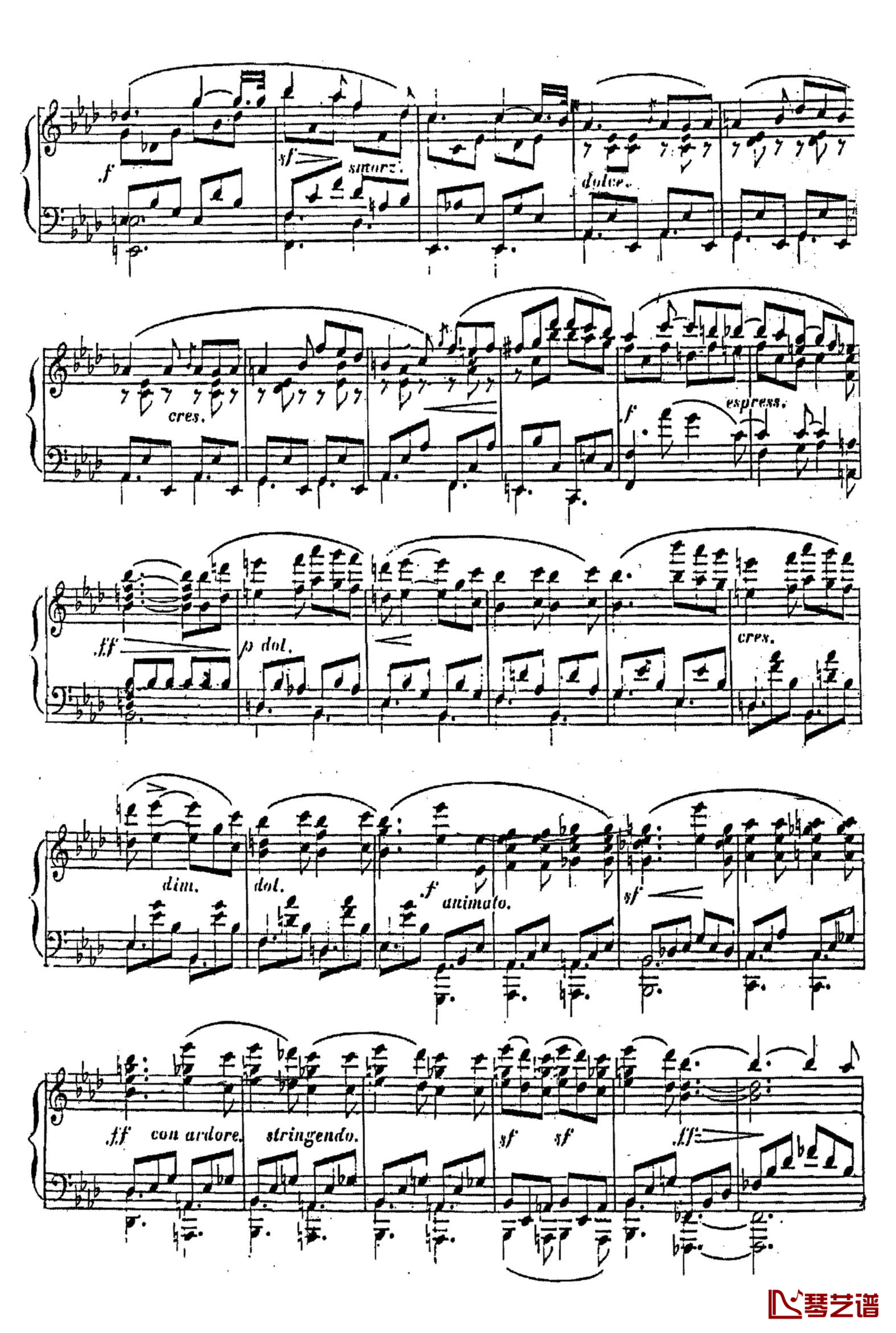 降A大调无词歌Op.795 No.1钢琴谱-车尔尼-Czerny2