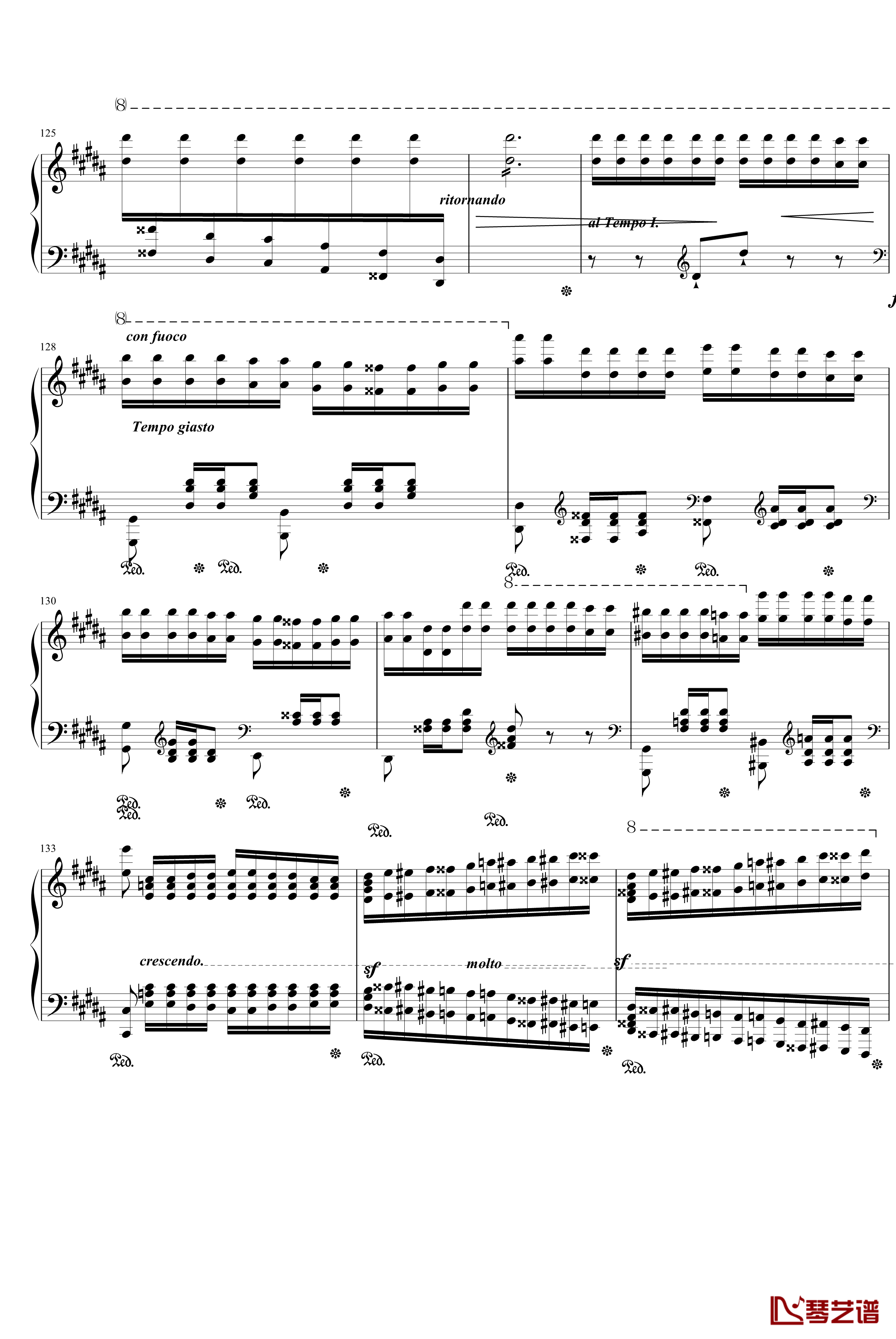 钟钢琴谱-李斯特练习曲13
