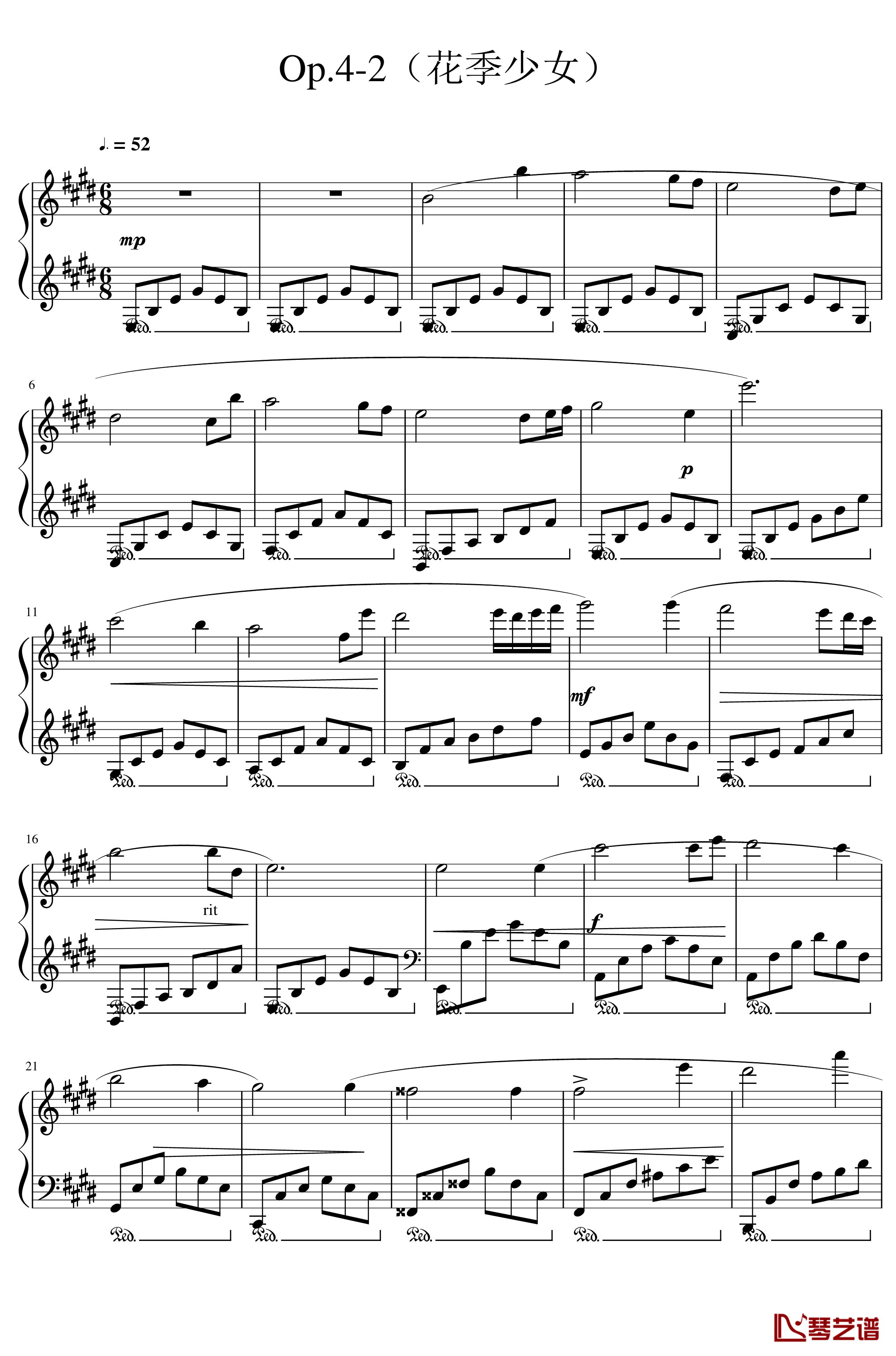 Op.4-2钢琴谱-花季少女-SunnyAK471