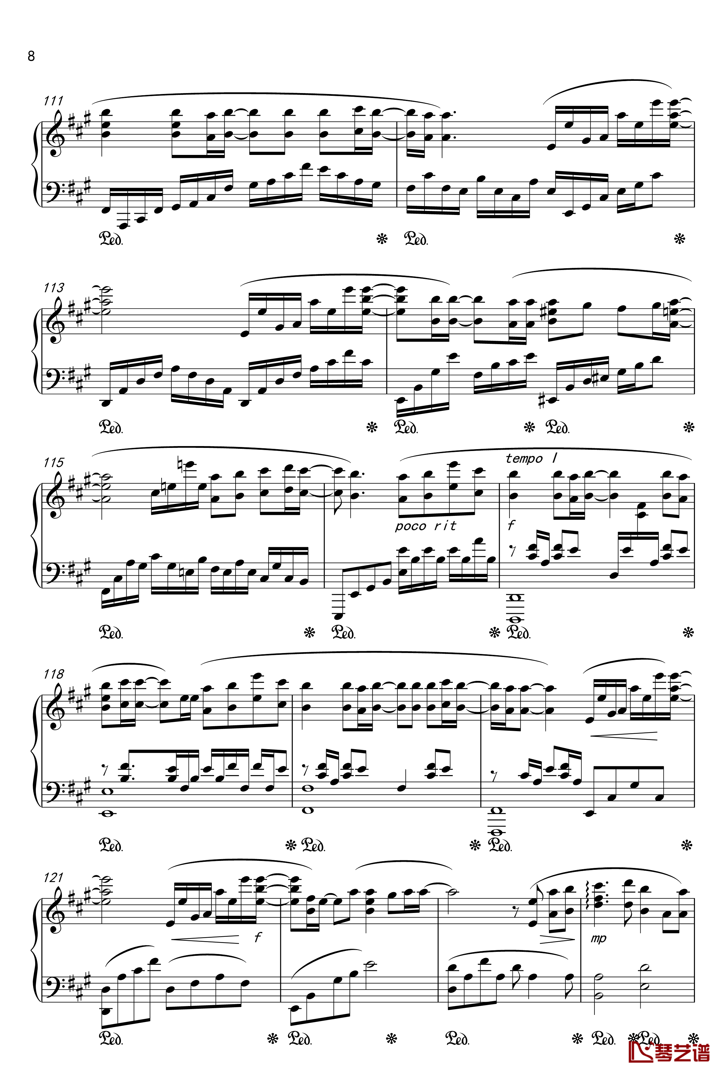 月夜に舞う恋の花-Piano Instrumental-钢琴谱-千の刃涛8