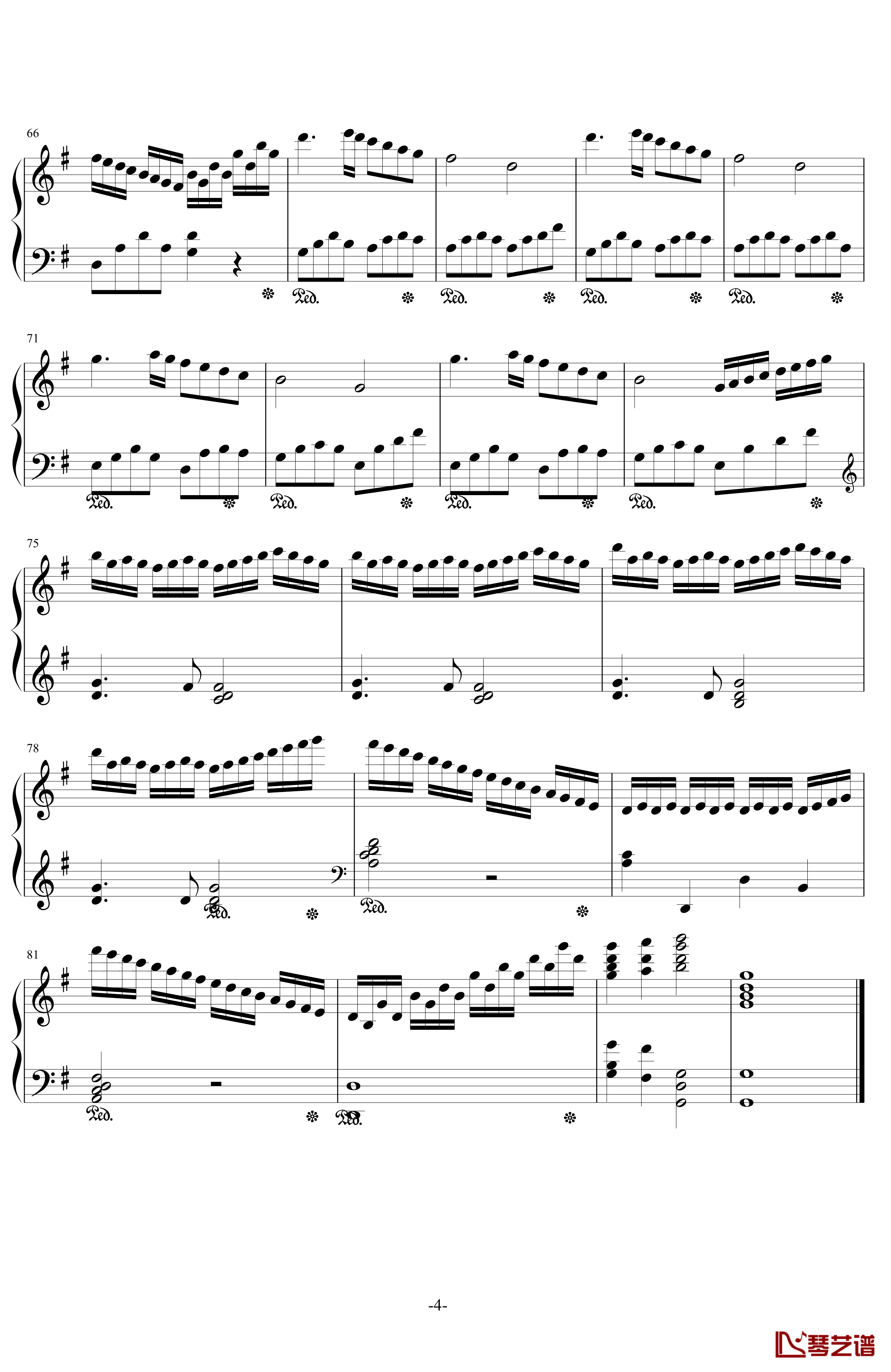 G大调小奏鸣曲第一乐章钢琴谱-梦的世界4