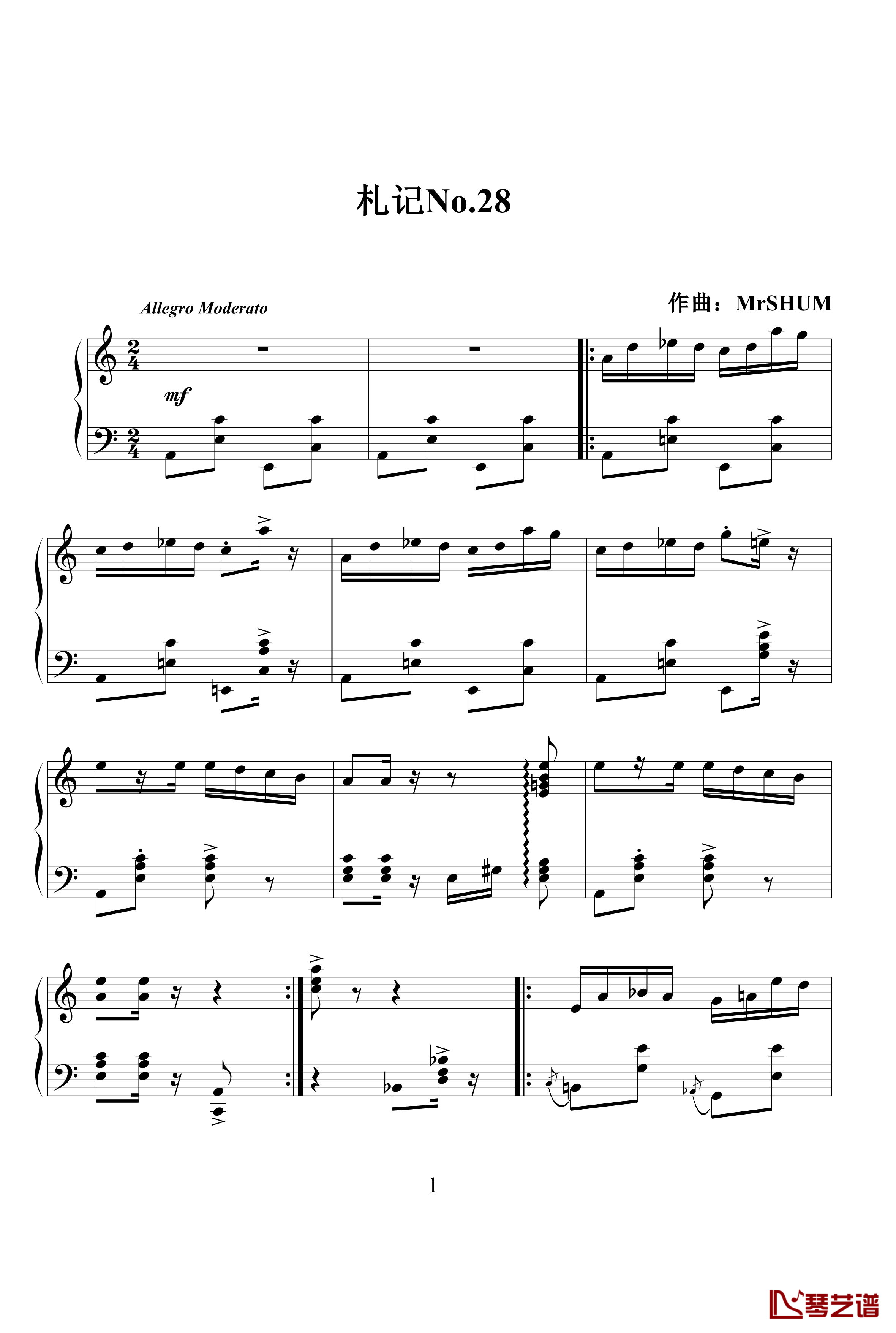 小丑旋律钢琴谱-二-MrSHUM1