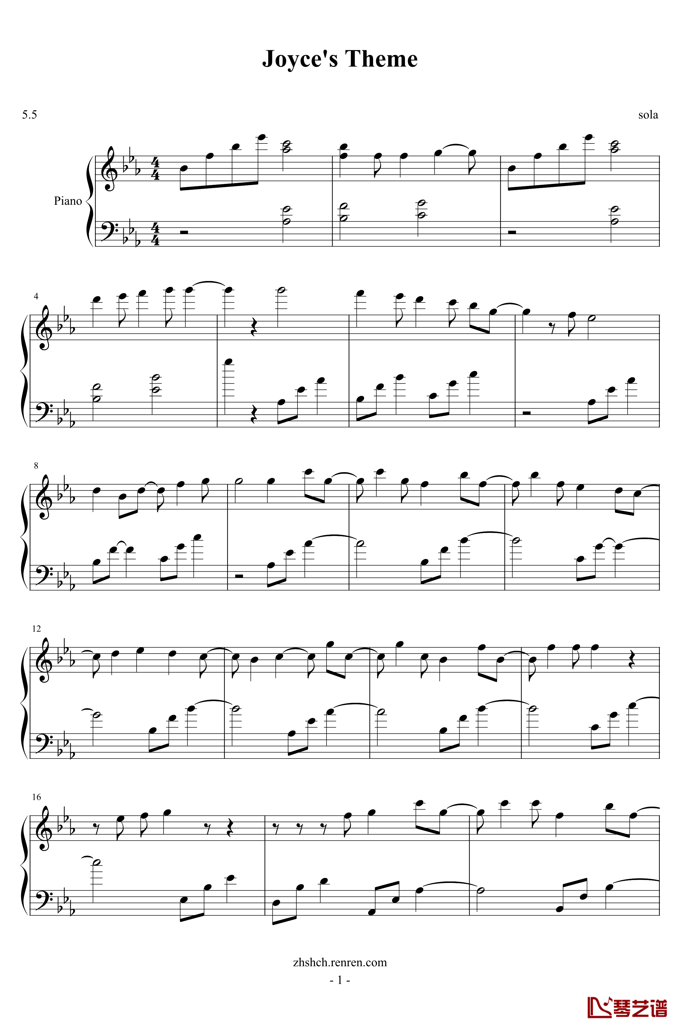 oyce's theme钢琴谱-richard5301
