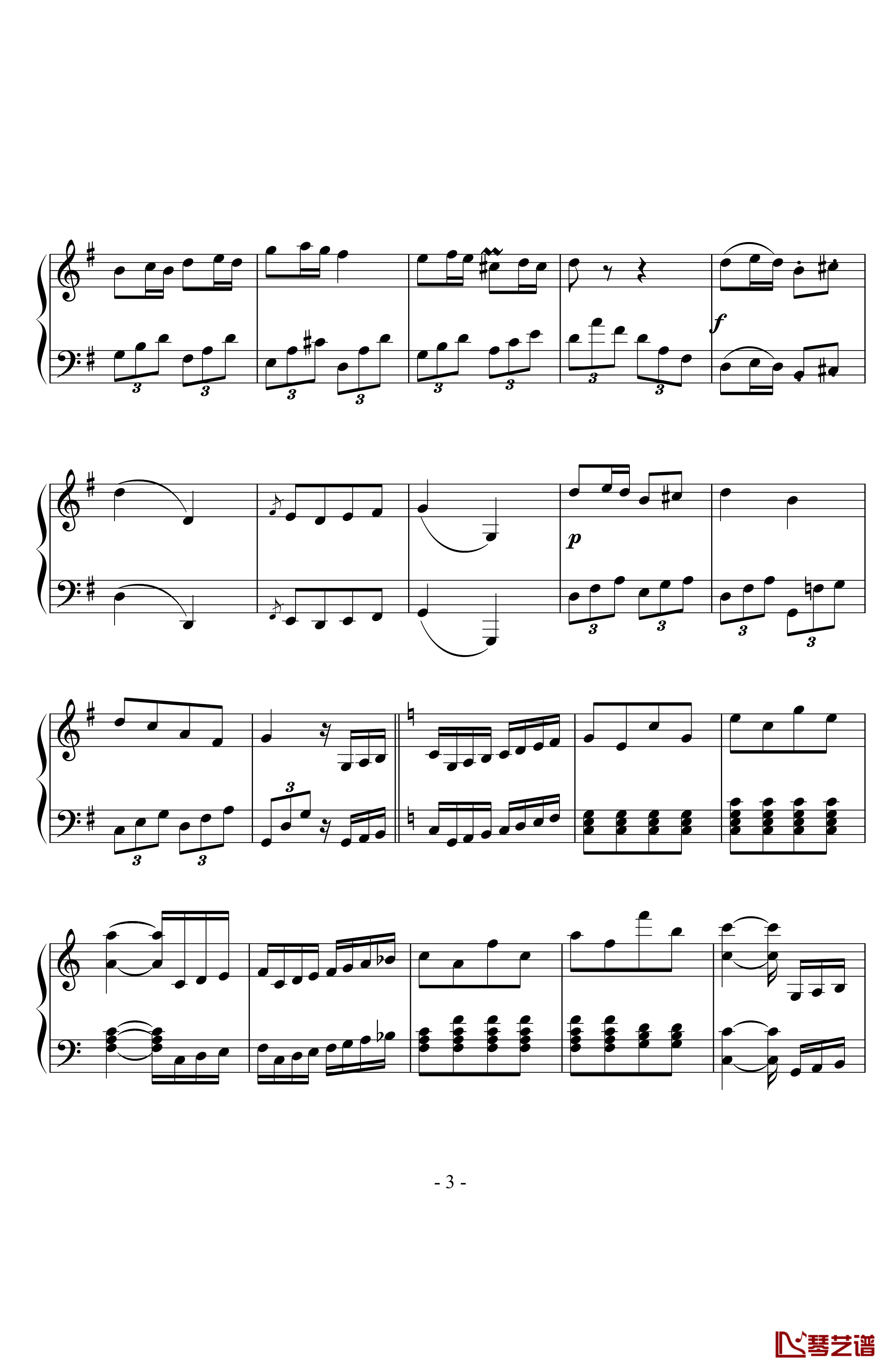 贝多芬第25奏鸣曲第三乐章钢琴谱-贝多芬3