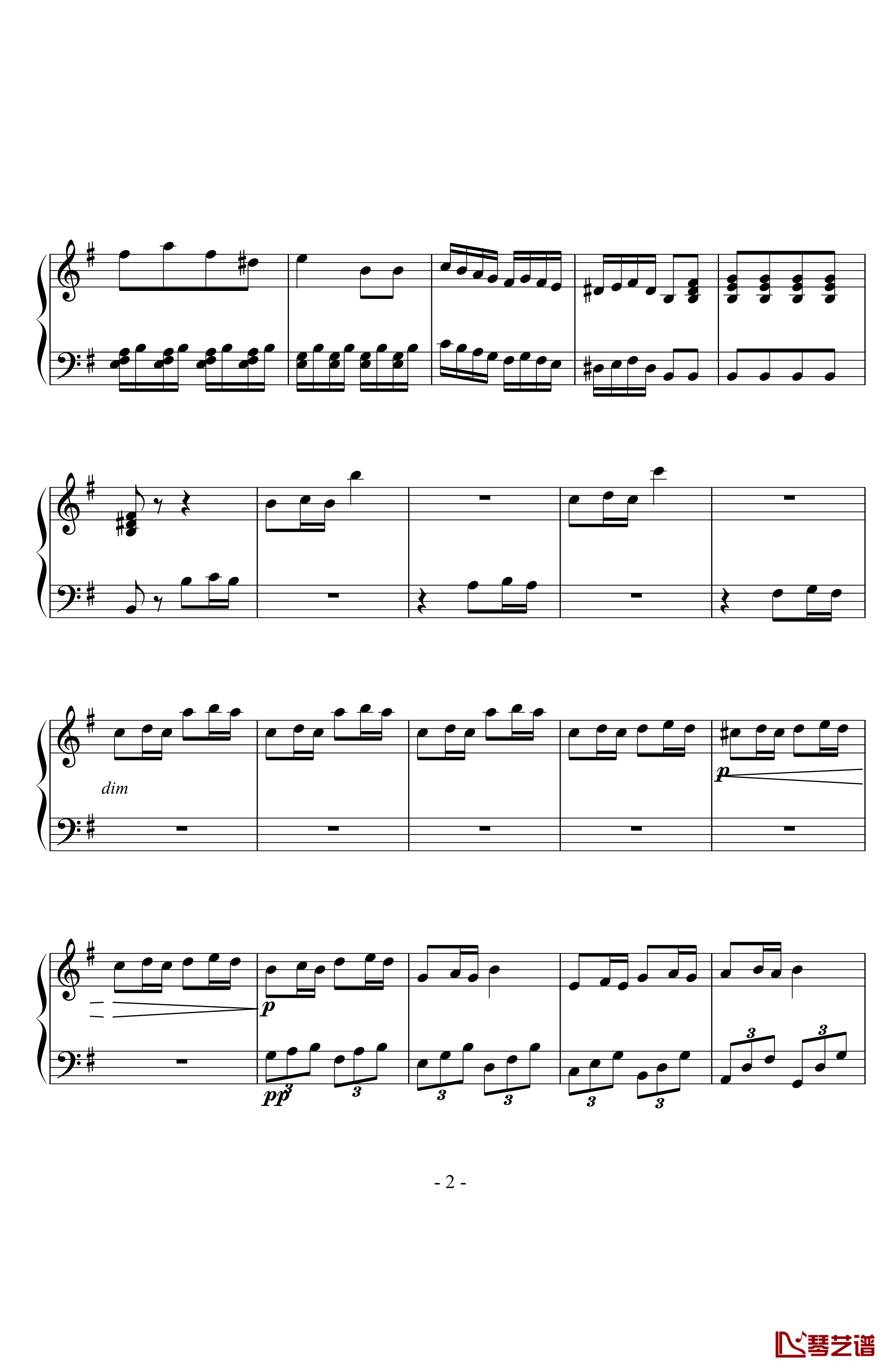 贝多芬第25奏鸣曲第三乐章钢琴谱-贝多芬2