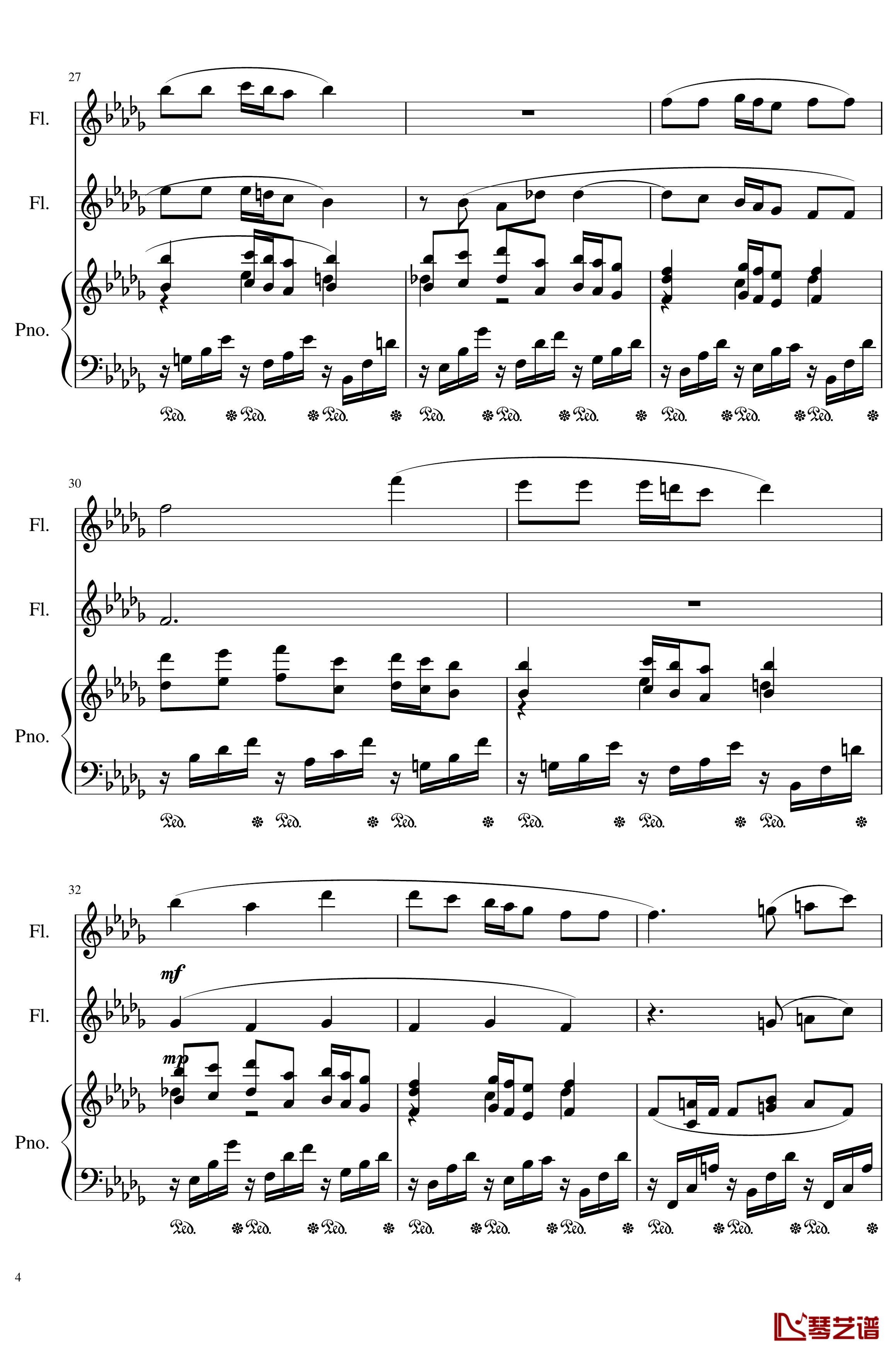 Faure:Clair de lune, Op.46 No.2钢琴谱-福雷-Arr.Rube4