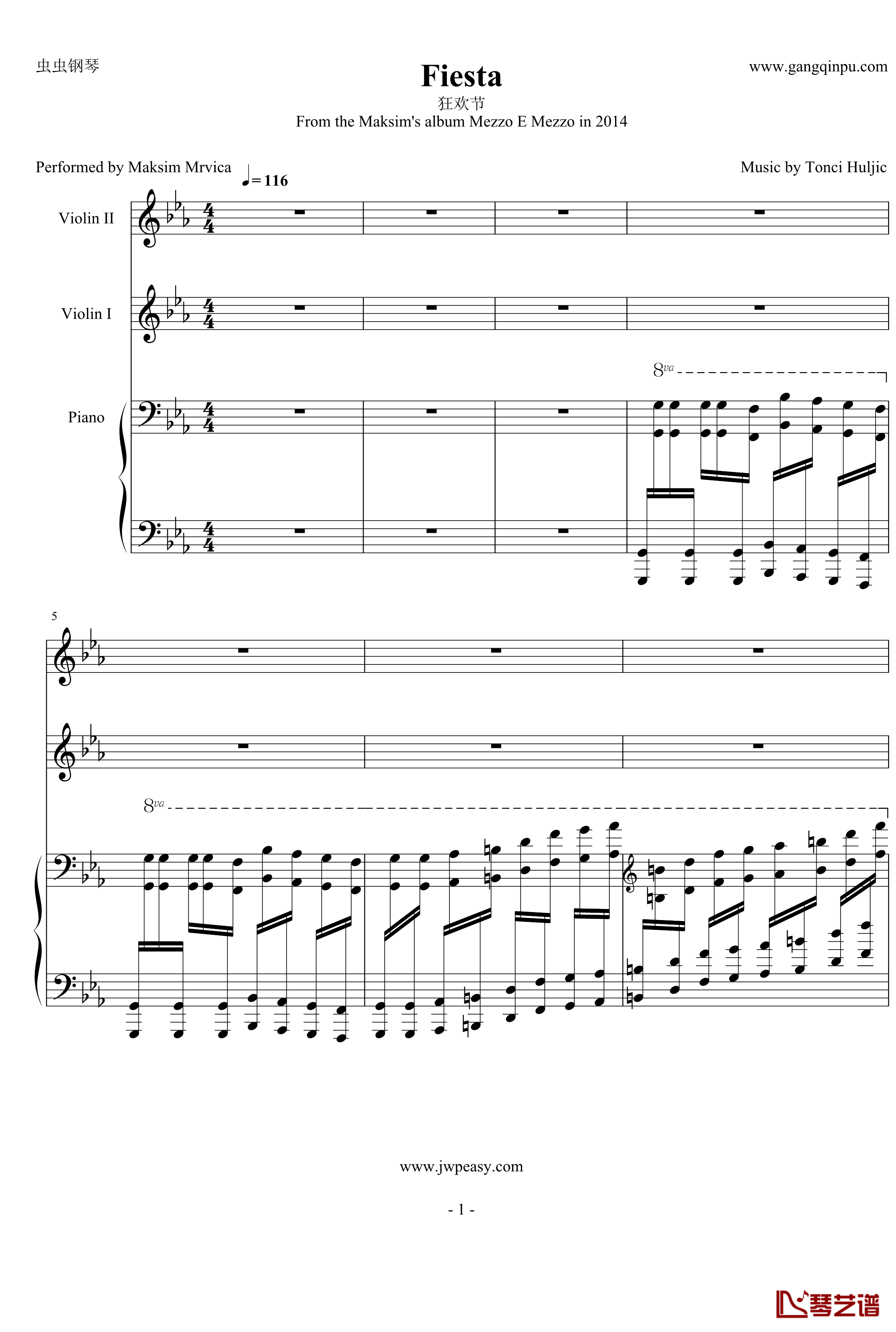 Fiesta-狂欢节钢琴谱-钢琴+小提琴-马克西姆-Maksim·Mrvica1