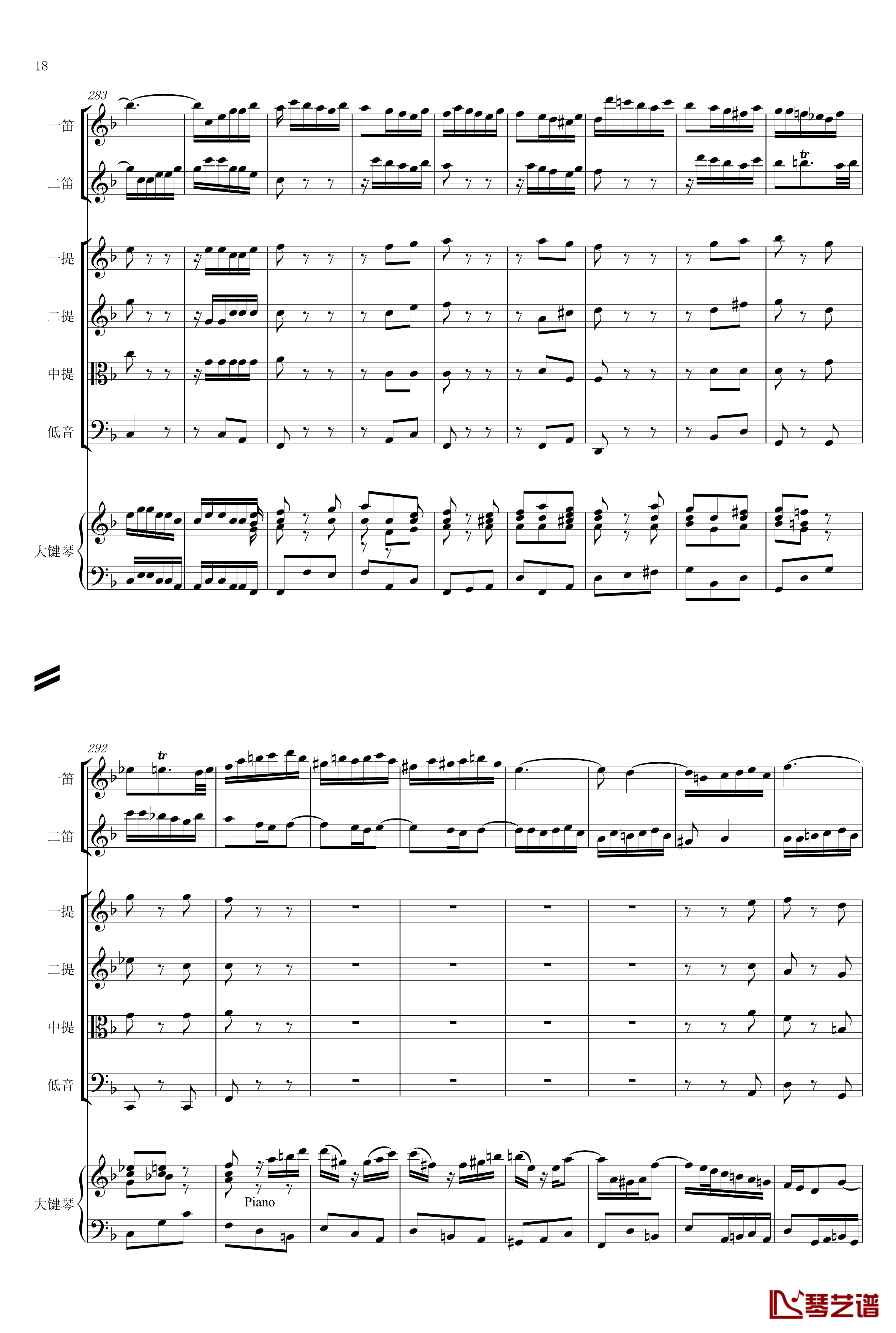 F大调第六号钢琴协奏曲钢琴谱-第一乐章-巴哈-Bach, Johann Sebastian18