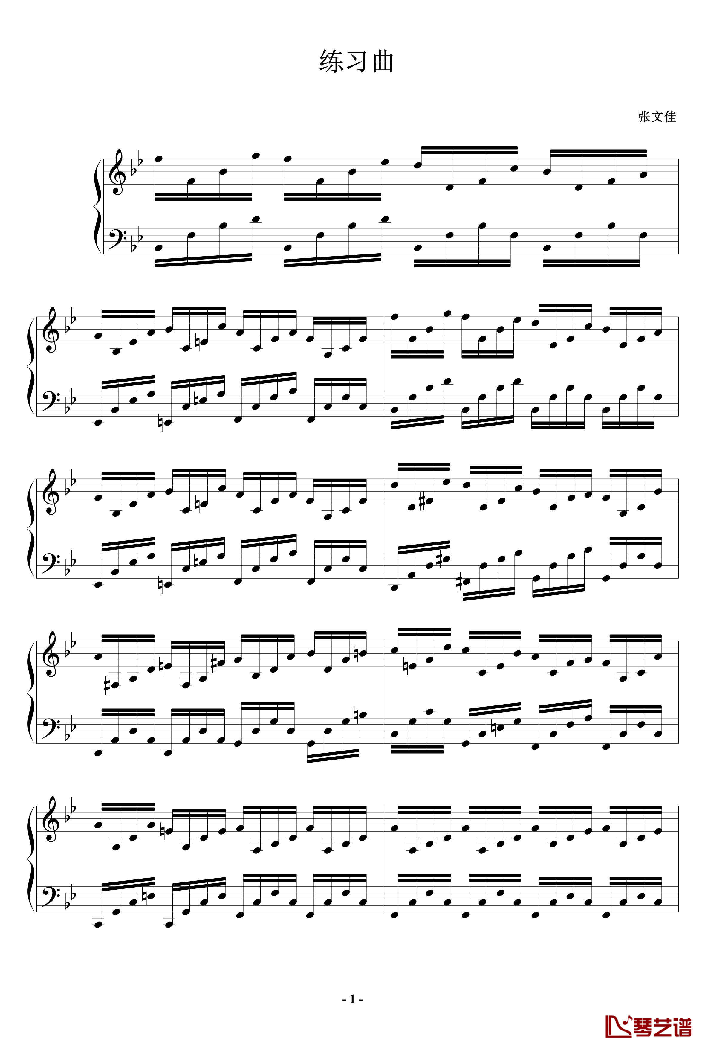 练习曲钢琴谱-黑白键卧龙1