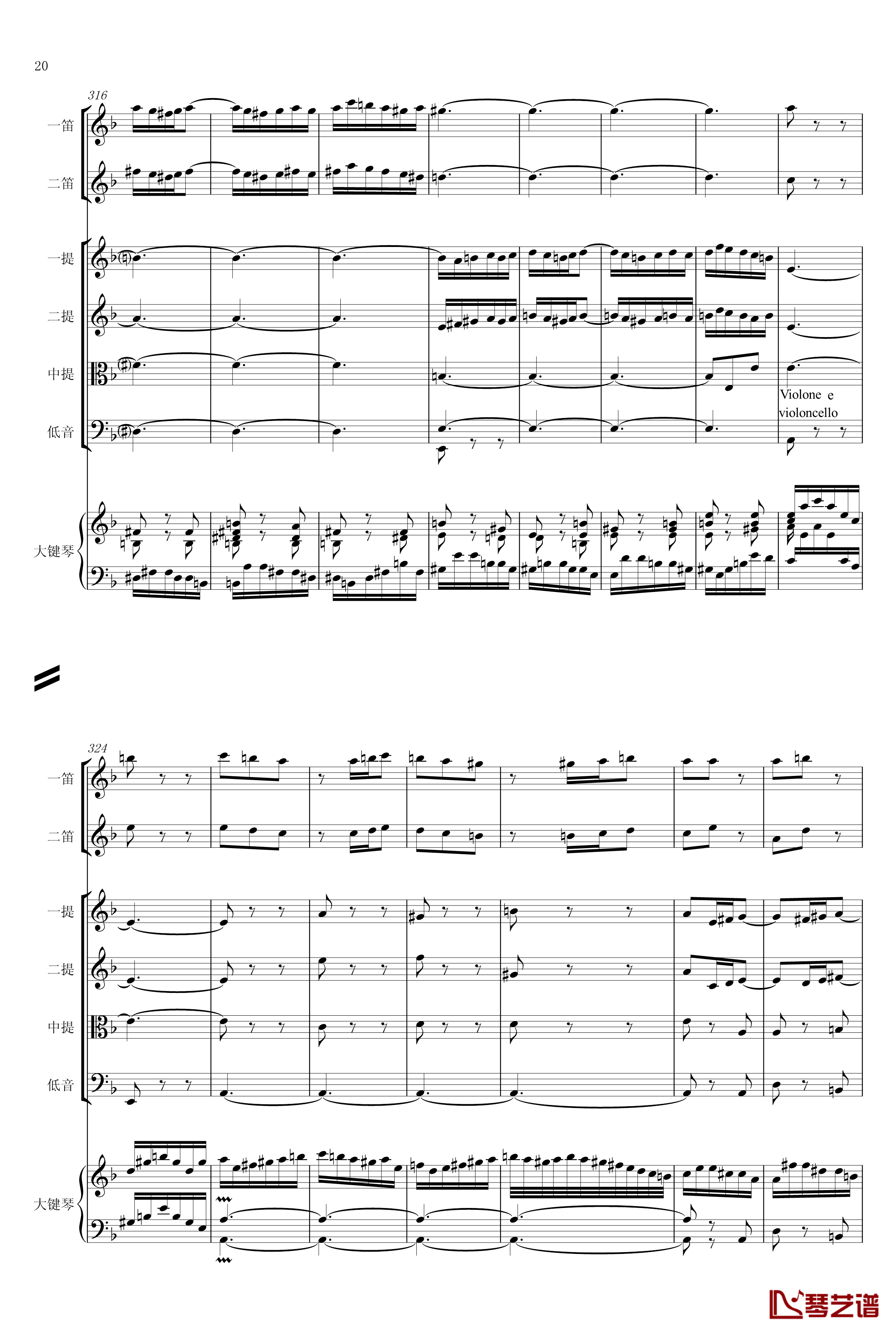 F大调第六号钢琴协奏曲钢琴谱-第一乐章-巴哈-Bach, Johann Sebastian20